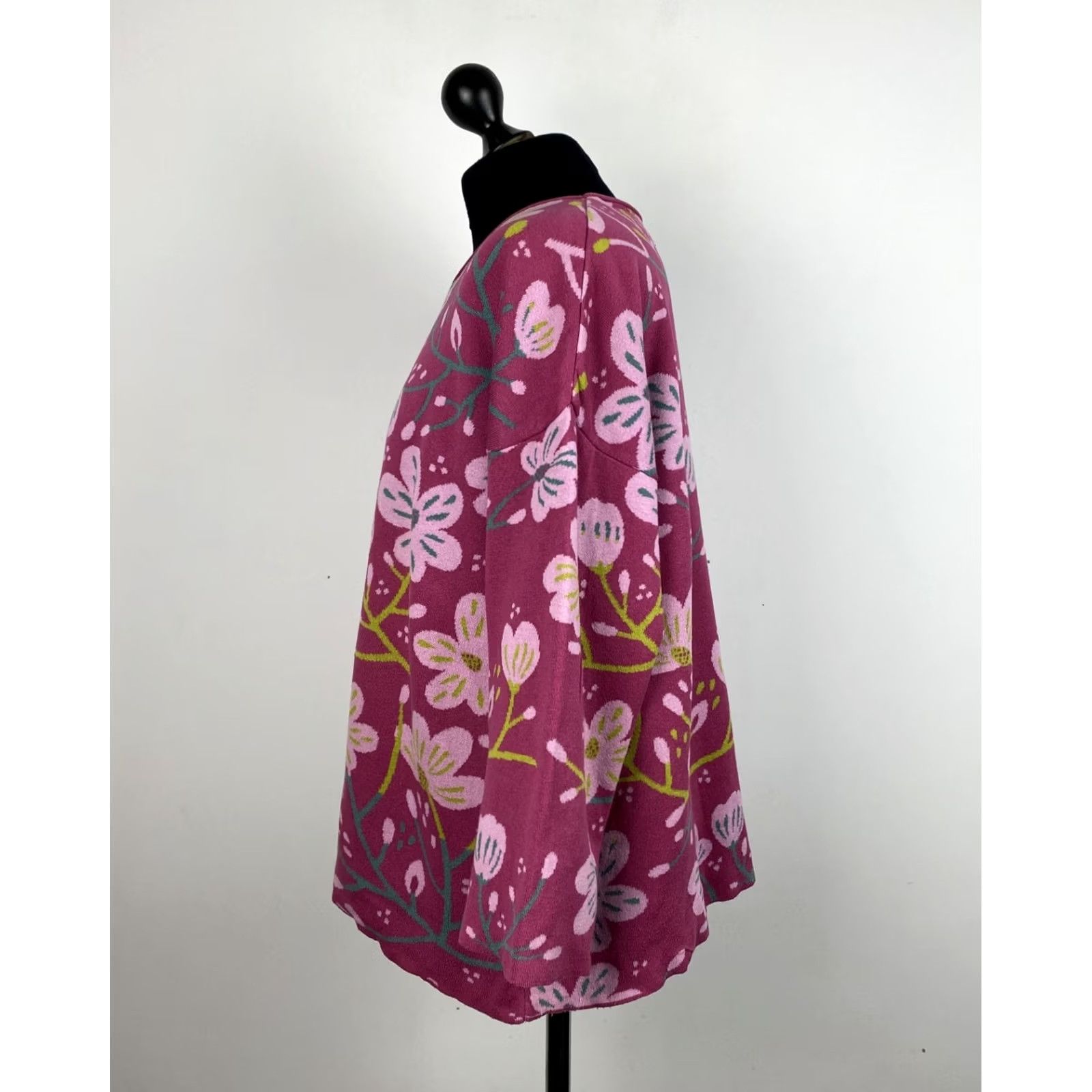 Vintage Gudrun Sjoden Jumper Tunic Shirt Womens L Pink Floral Knit Organic Cotton Boho Scandinavian Size L / US 10 / IT 46 - 3 Thumbnail