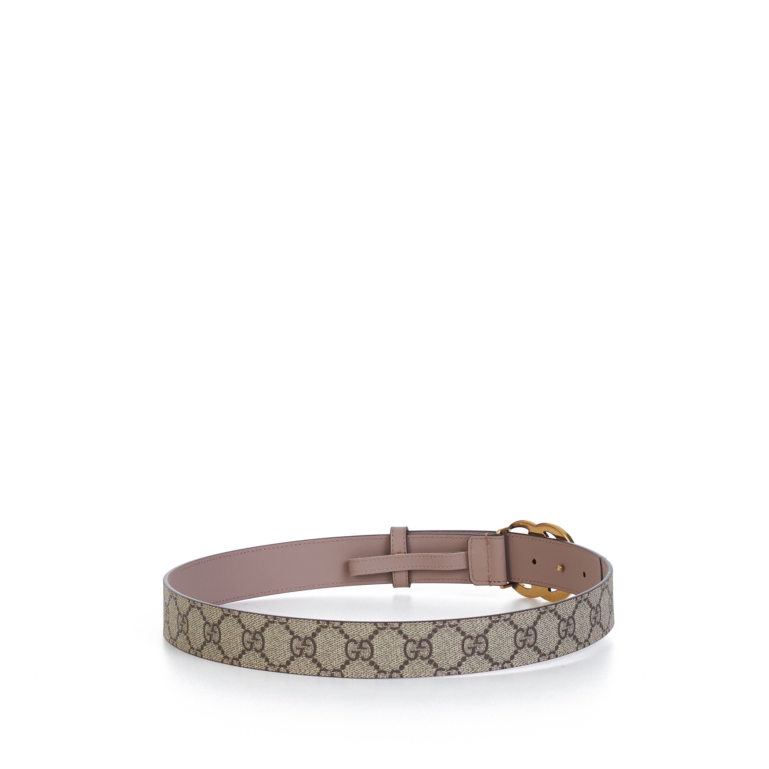 Gucci GG Thin Marmont Belt In Beige GG Supreme & Pink Leather Size ONE SIZE - 6 Thumbnail