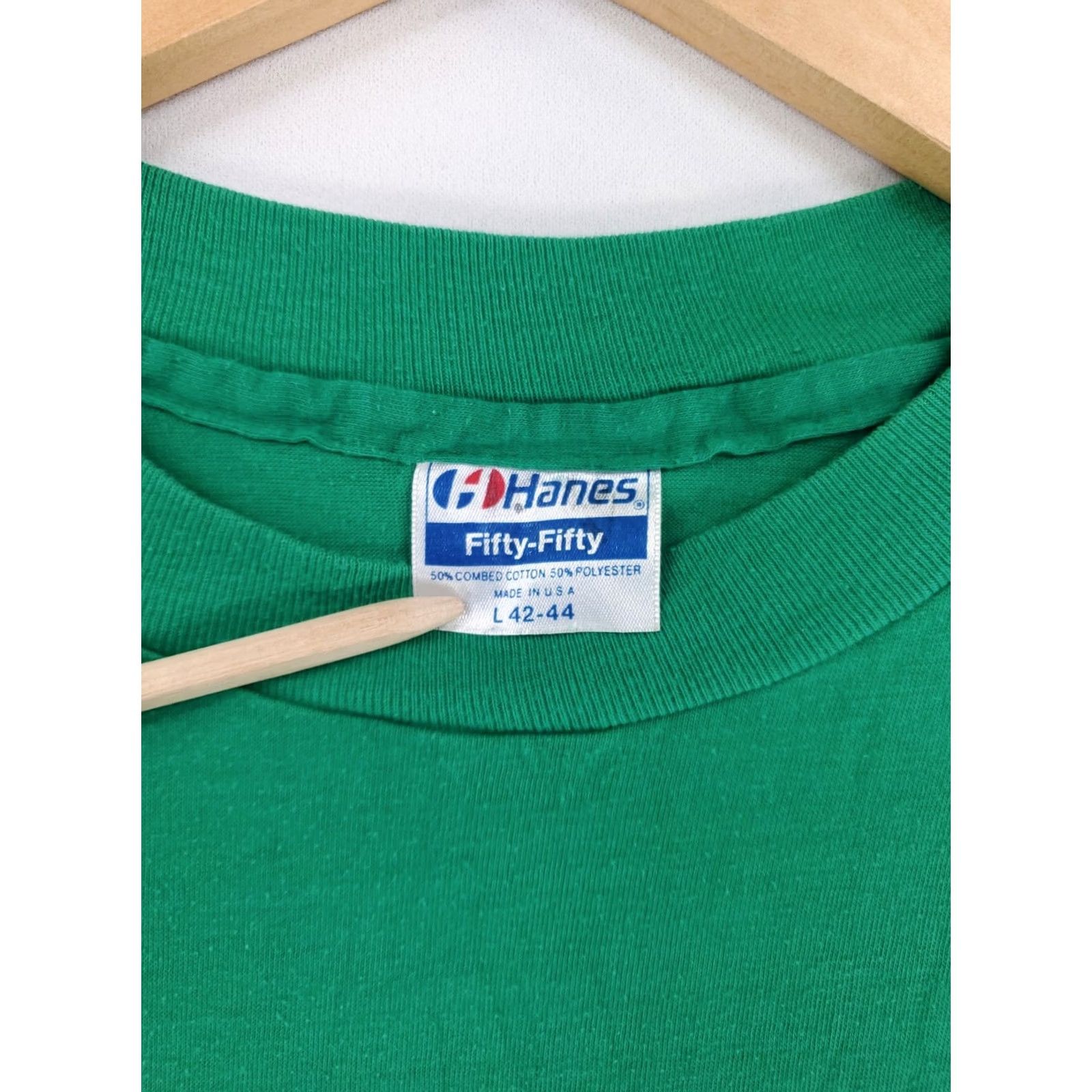 Hanes VINTAGE Hanes Fifty-Fifty VTG 80s 90s Hawaii Green T Shirt Mens L Short Sleeve Single Stitch Mens Green Hawaii Size US L / EU 52-54 / 3 - 2 Thumbnail