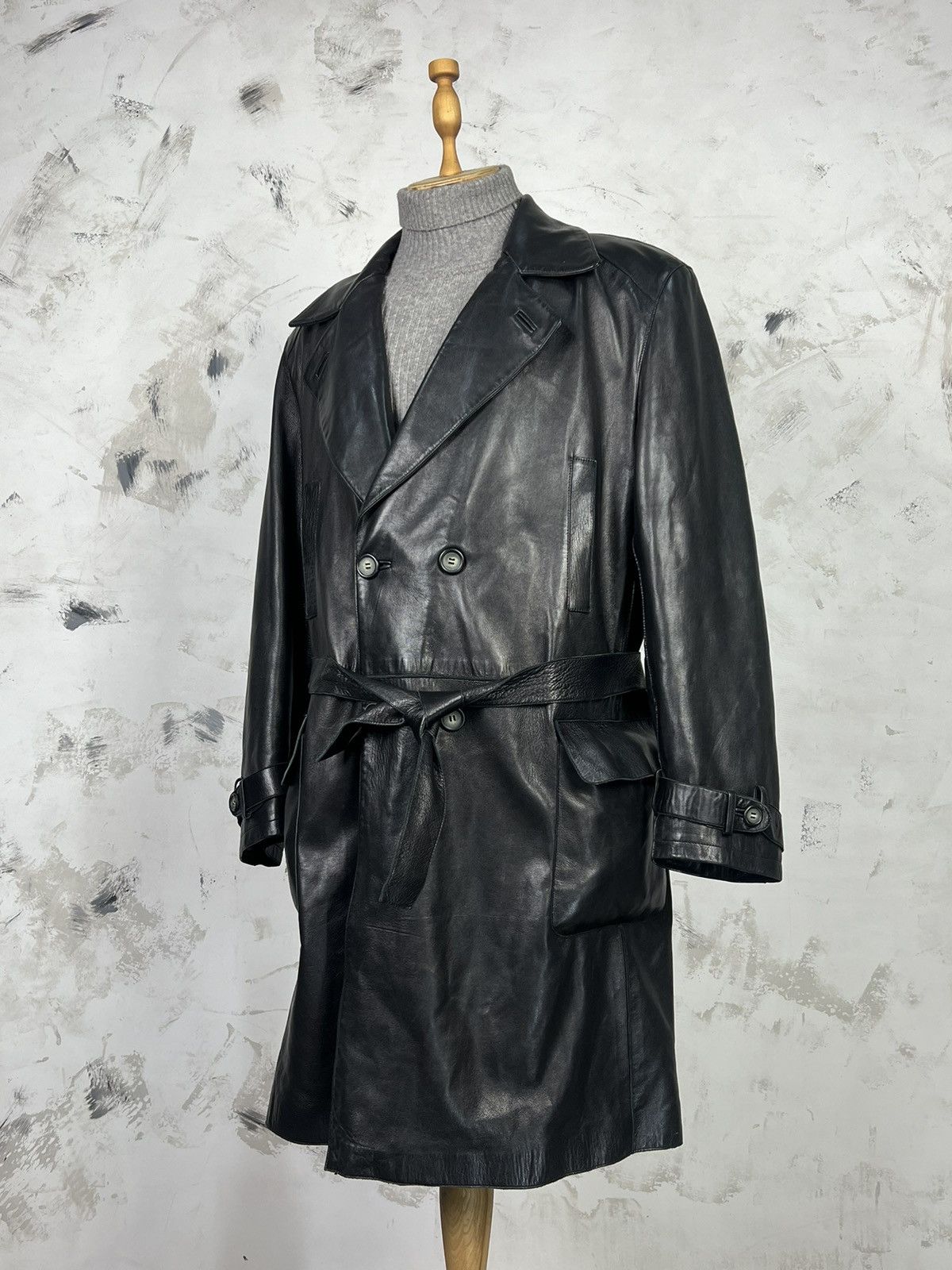 Genuine Leather Vintage Roberto Terrani Leather Trench Coat Jacket M - L 50 Size US L / EU 52-54 / 3 - 1 Thumbnail
