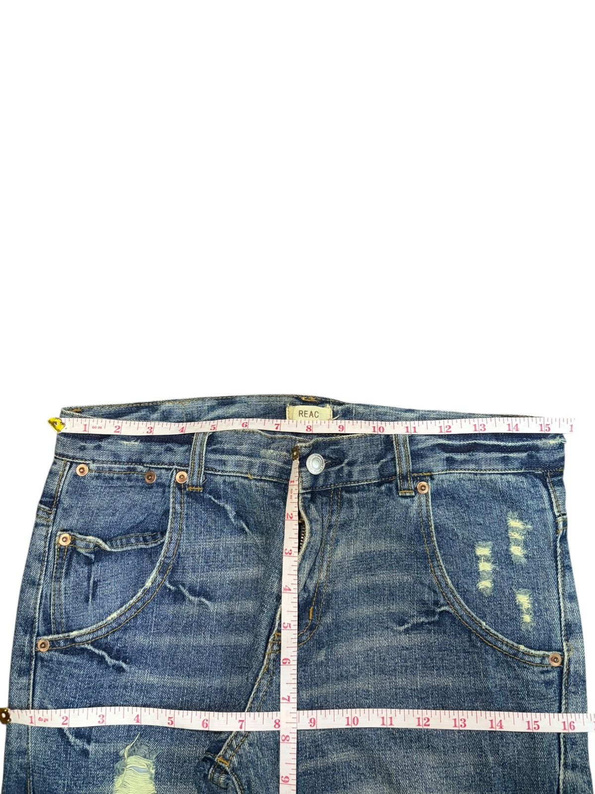Kapital Vintage Japanese Brand Buckle Back Sashiko Distress Jeans Size 31" - 6 Thumbnail