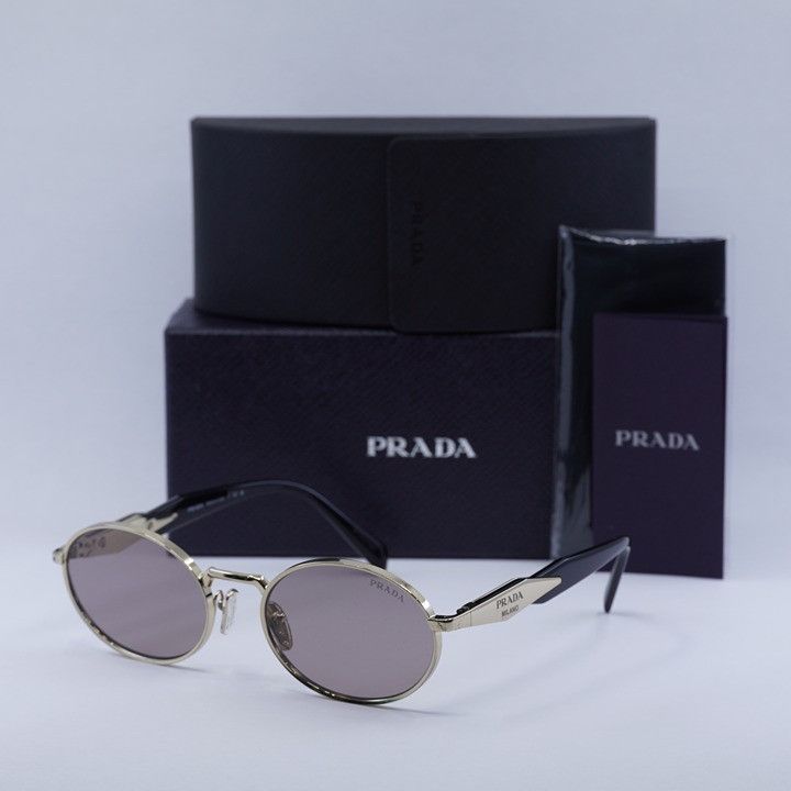 Prada Prada PR65ZS ZVN20I Sunglasses Pale Gold Oval Frame Size ONE SIZE - 1 Thumbnail