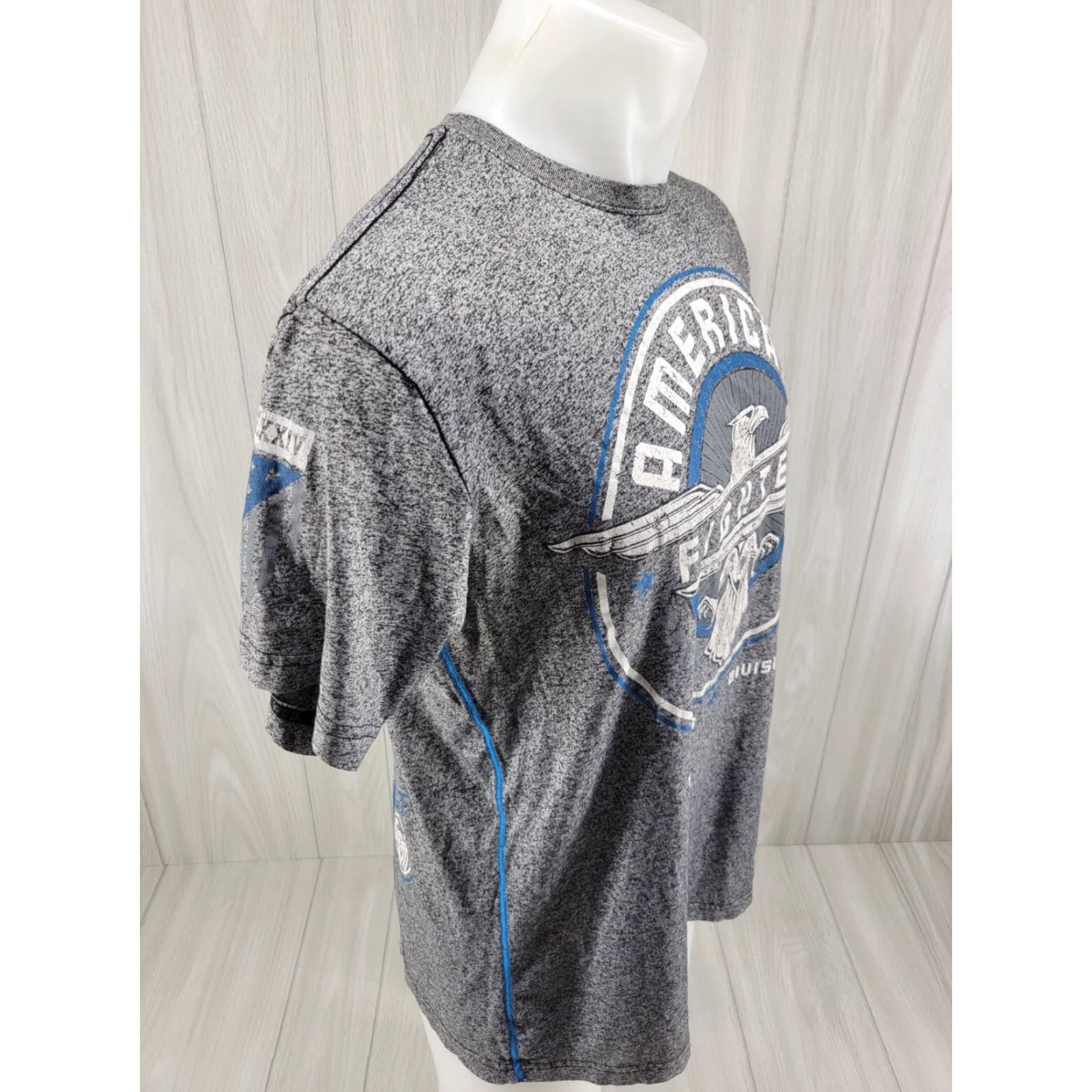 Vintage VINTAGE American Fighter Premium Shirt Mens Large Light Gray Blue Double Sided Graphic Size US L / EU 52-54 / 3 - 7 Thumbnail
