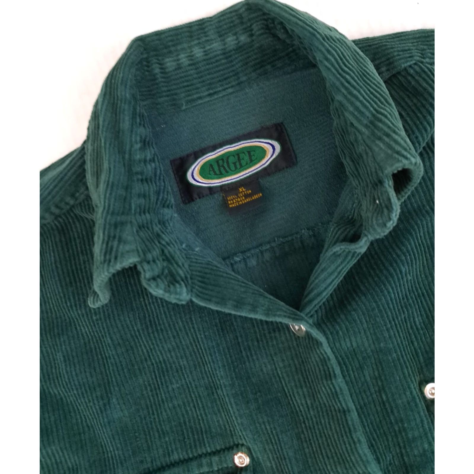 X-LARGE VINTAGE Argee Button-Up Western Corduroy Shirt XL Green Cotton ков Size US XL / EU 56 / 4 - 4 Thumbnail