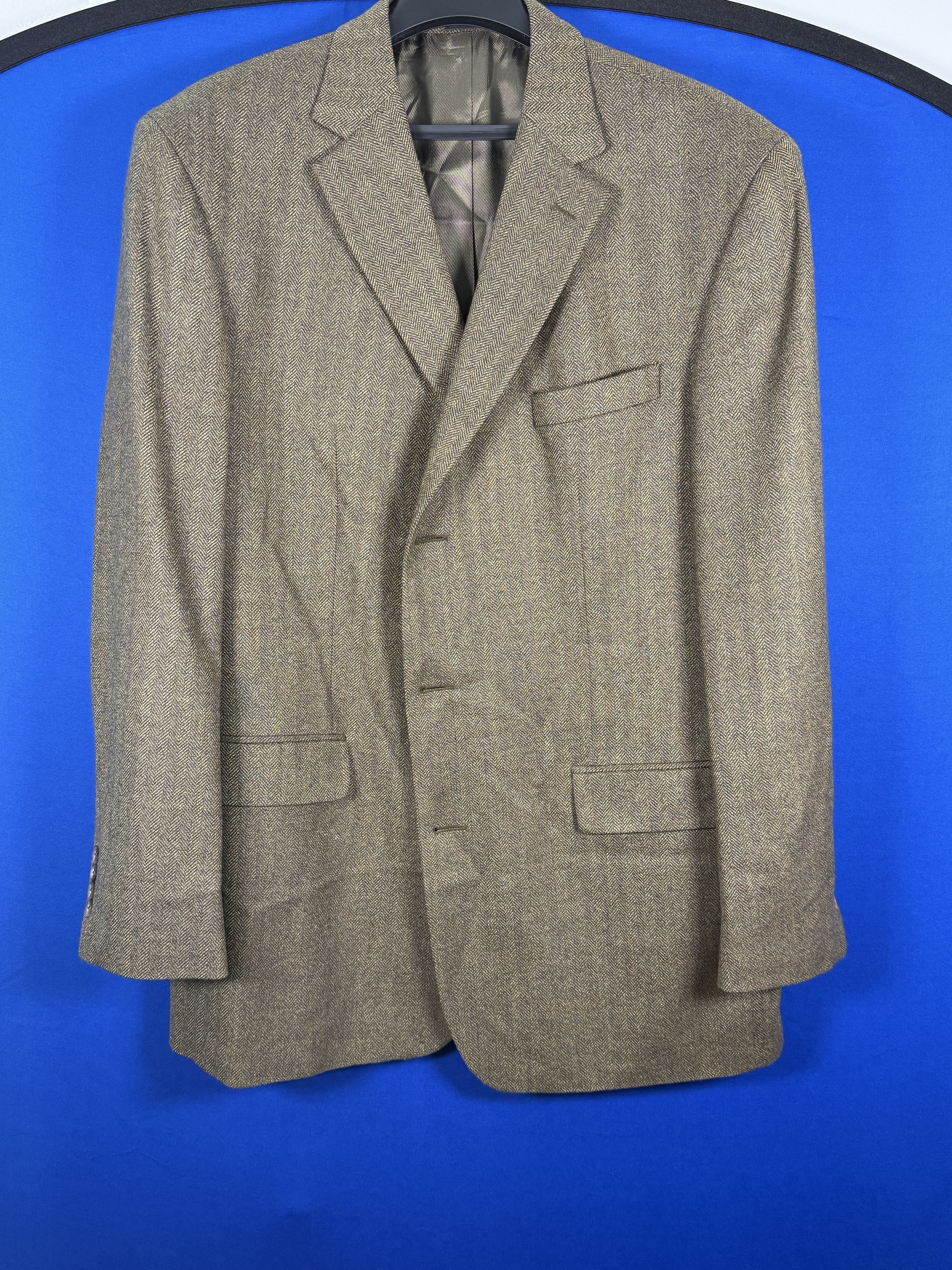 Oscar De La Renta Oscar de la Renta Lambswool Cashmere Herringbone Blazer 46L Size 46L - 1 Thumbnail