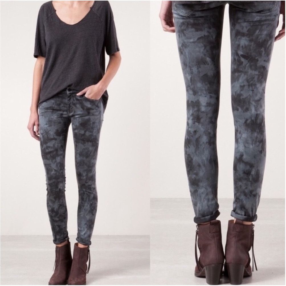 MOTHER Mother The Looker Spontaneous Combustion Gray Tie Dye Jeans Size 25" / US 0 / IT 36 - 2 Thumbnail