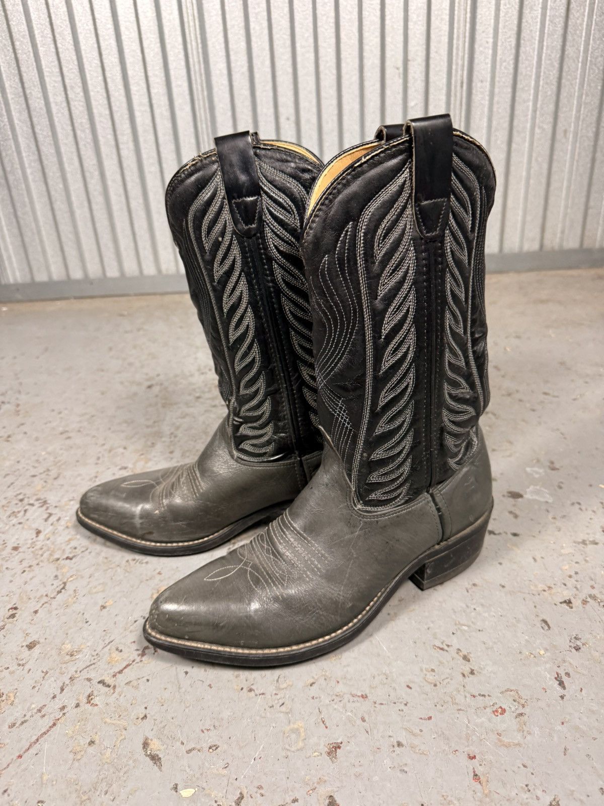 Other 90s Vintage Classic Black And Grey Cowboy Boots Size US 9.5 / EU 42-43 - 8 Thumbnail
