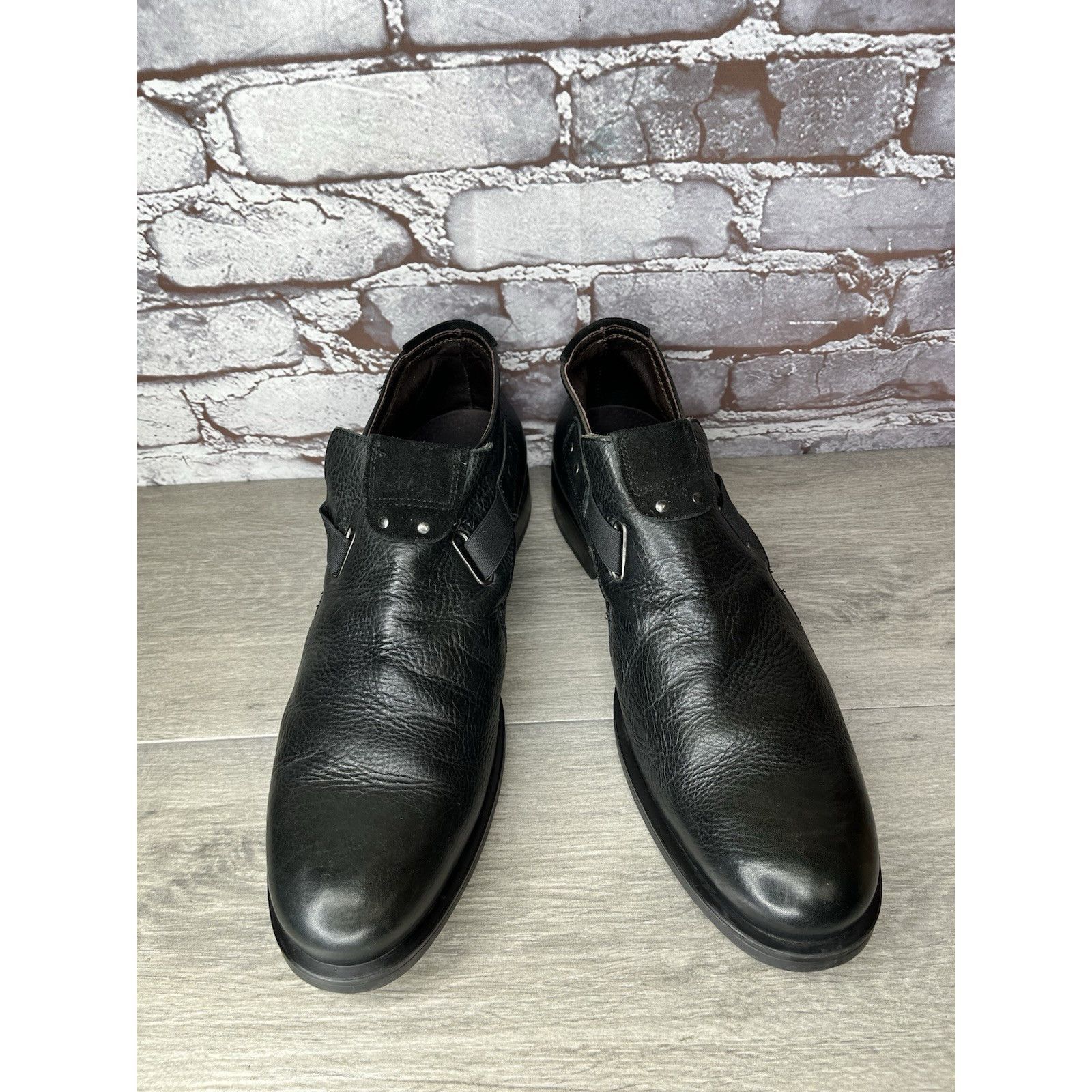 Bacco Bucci Bacco Bucci Llorente Black Genuine Leather Calfskin Side Str Size US 12 / EU 45 - 5 Thumbnail