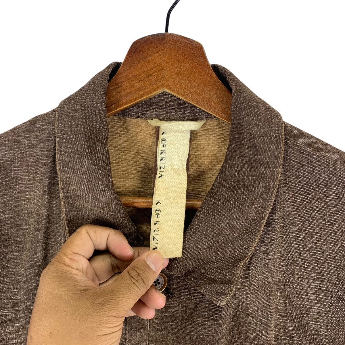 Designer × Krizia Uomo VINTAGE K OF KRIZIA LINEN BUTTON JACKET Size US M / EU 48-50 / 2 - 5 Thumbnail