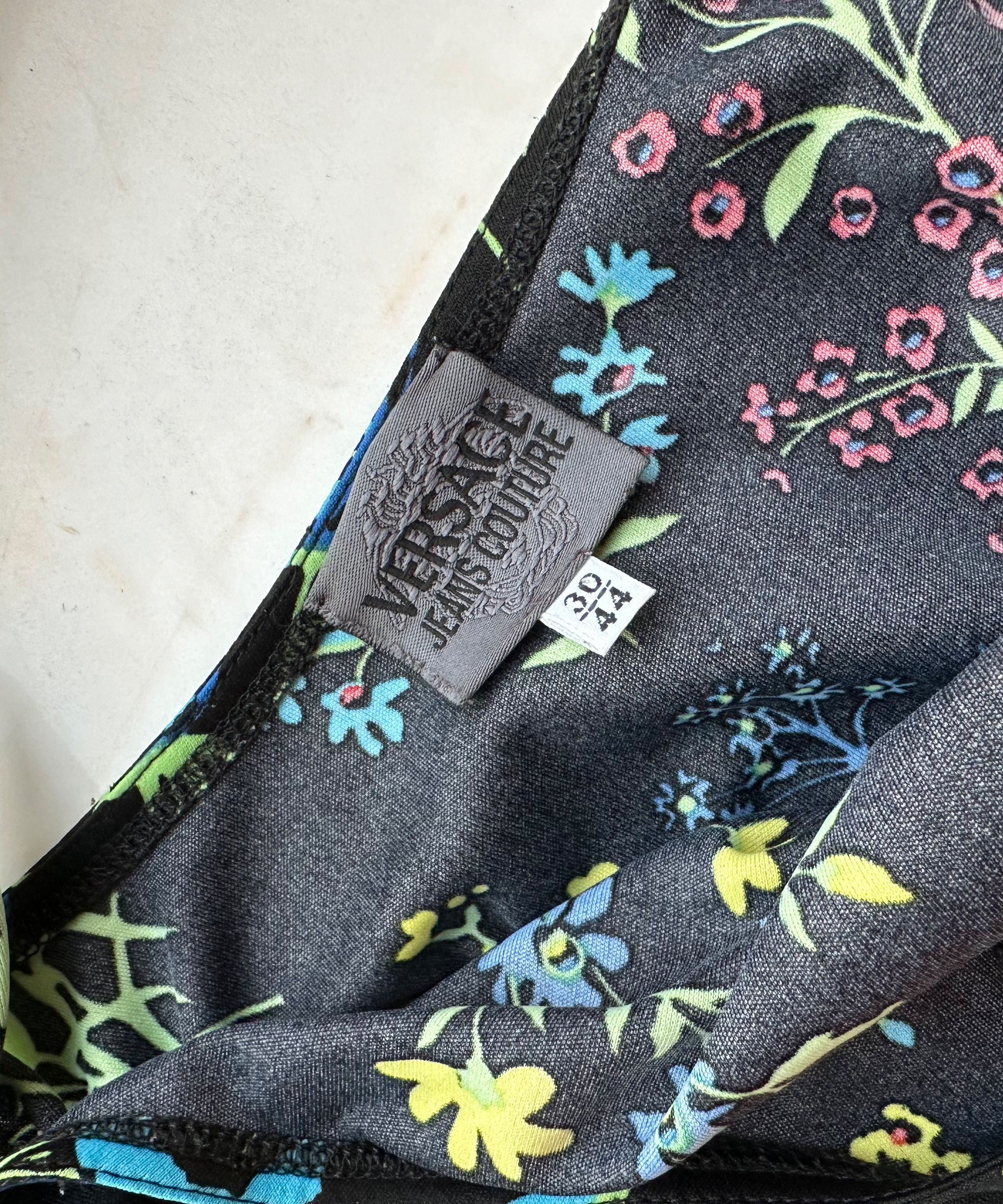 Versace Jeans Couture VERSACE Dress Floral Flower Print Black Vintage Dresses Size M / US 6-8 / IT 42-44 - 6 Thumbnail