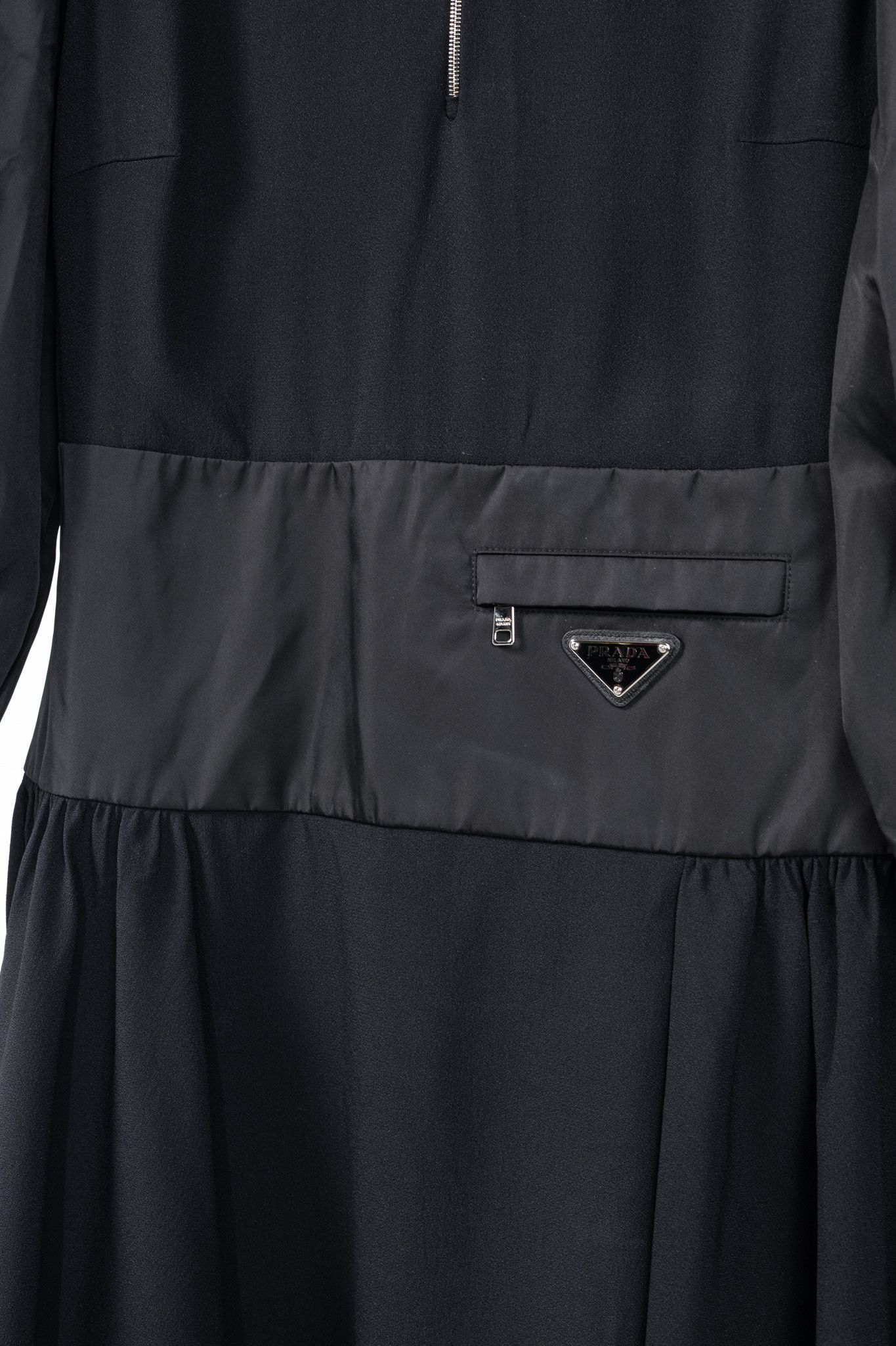 Prada Prada Black Re-Nylon Patchwork Zip Mini Dress Size XS / US 0-2 / IT 36-38 - 7 Thumbnail
