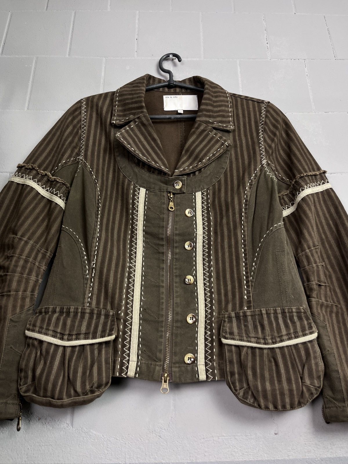 Vintage RECONSTRUCTED SASHIKO HEAVY COTTON BLAZER JACKET - 2400 Size M / US 6-8 / IT 42-44 - 2 Thumbnail