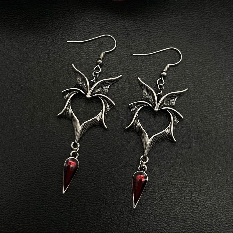 Jewelry Bat Heart Earrings Size ONE SIZE - 2 Thumbnail