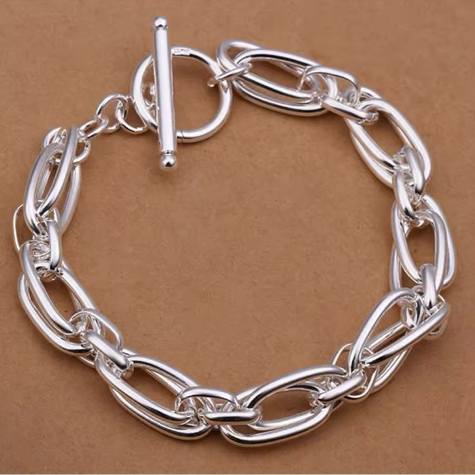 Other Sterling Silver Thick Double Chain Bracelet Size ONE SIZE - 1 Thumbnail