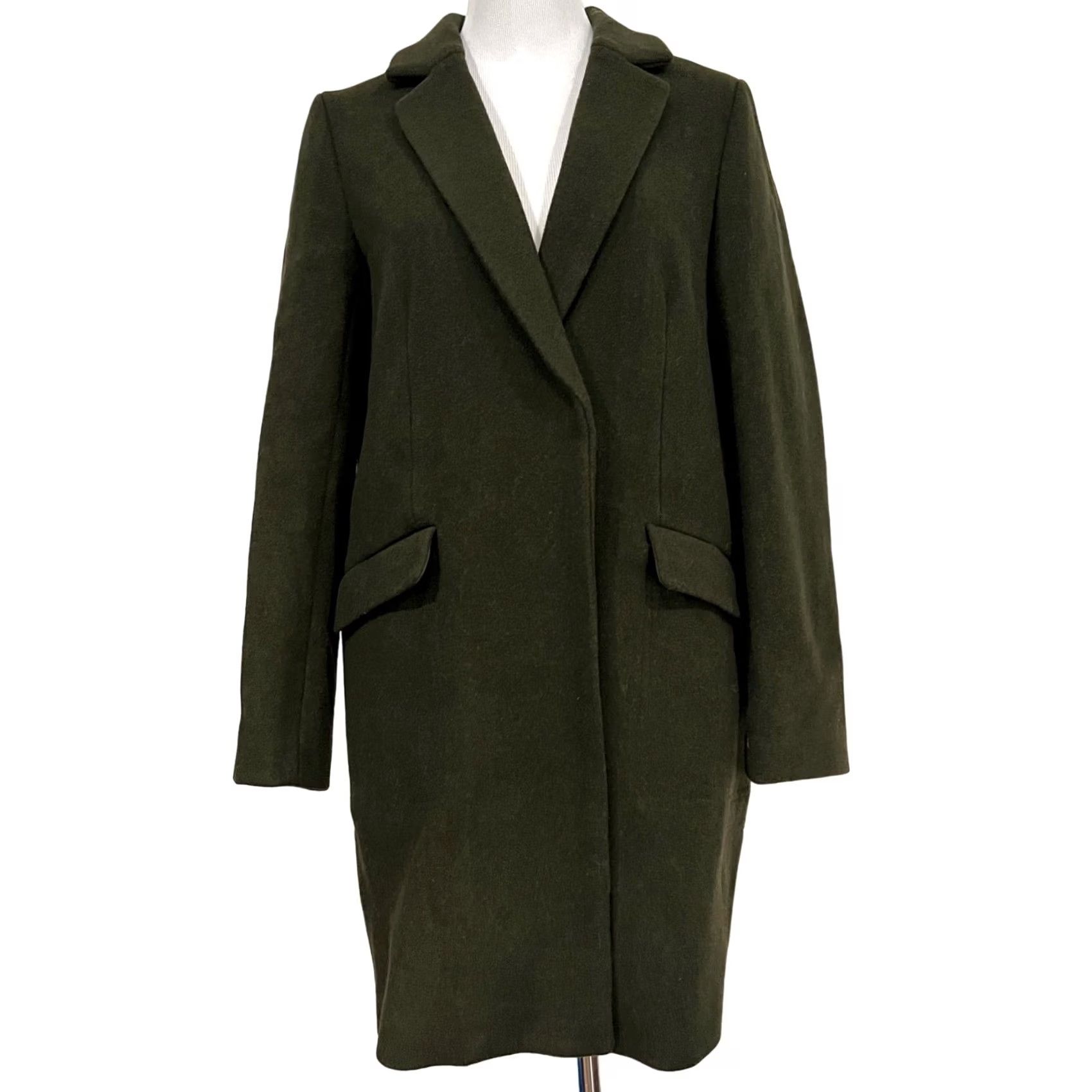Vintage VINTAGE SLY Coat Womens Wool Olive Green Overcoat Pockets Snap Size 2 Size XS / US 0-2 / IT 36-38 - 2 Thumbnail