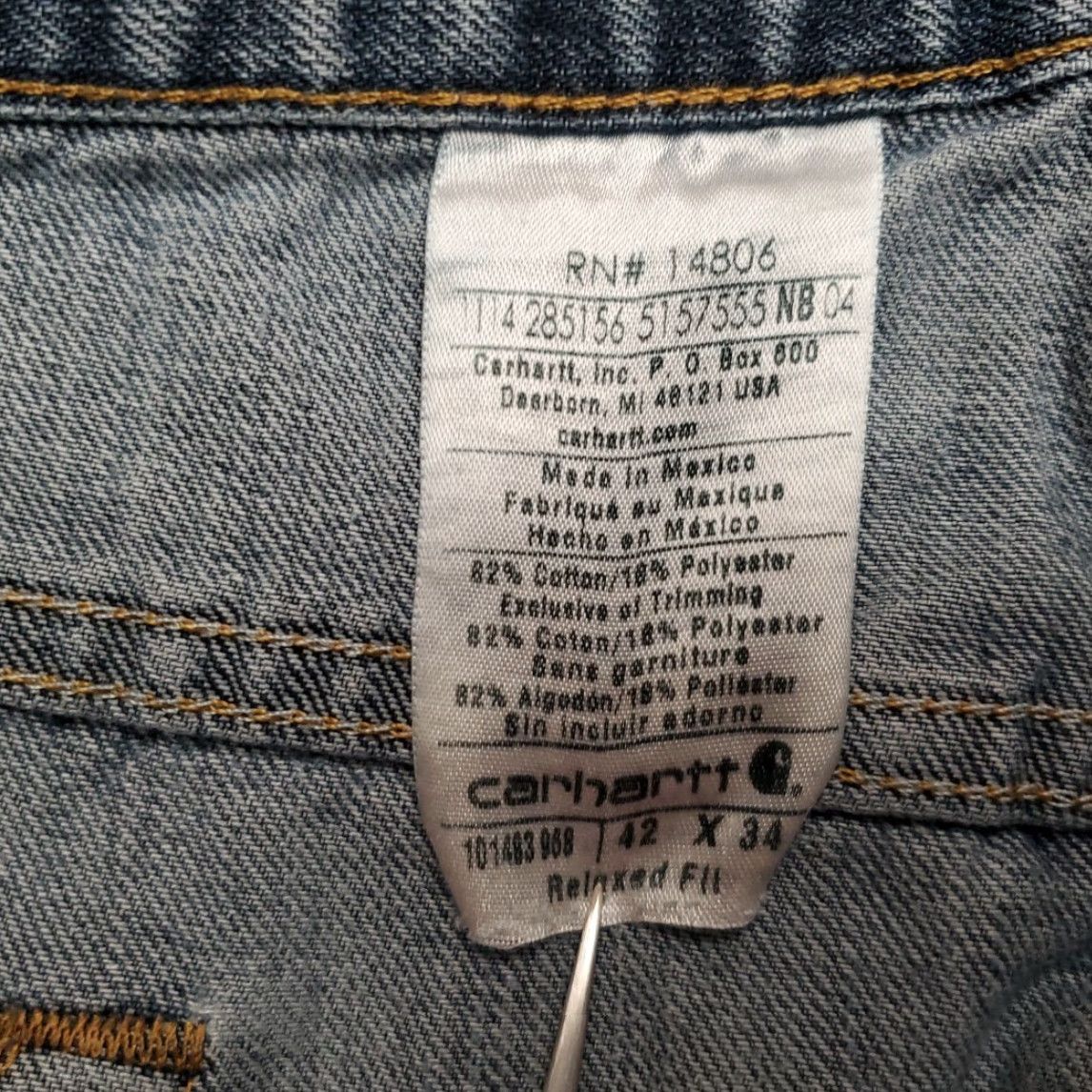 Carhartt Carhartt Jeans Men 42x34 Blue Denim Straight Leg Relaxed Fit 101483 Workwear 5-Pocket Denim Pull-On Zip Logo Belt Loops Mens Size US 42 / EU 58 - 6 Thumbnail