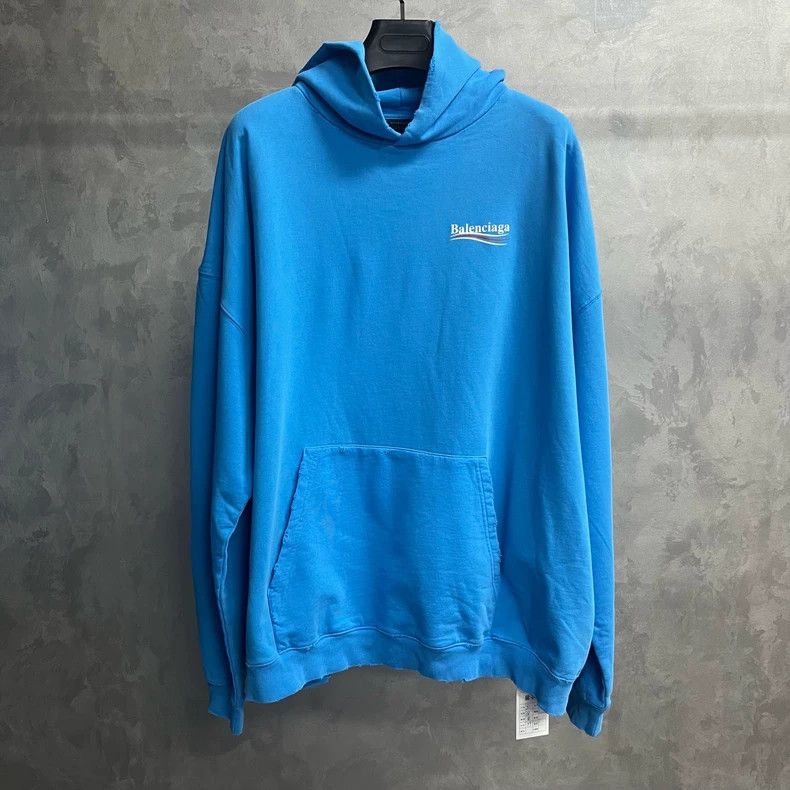 Balenciaga Balenciaga Blue logo printed monogram casual long sleeve ho Size US S / EU 44-46 / 1 - 1 Thumbnail