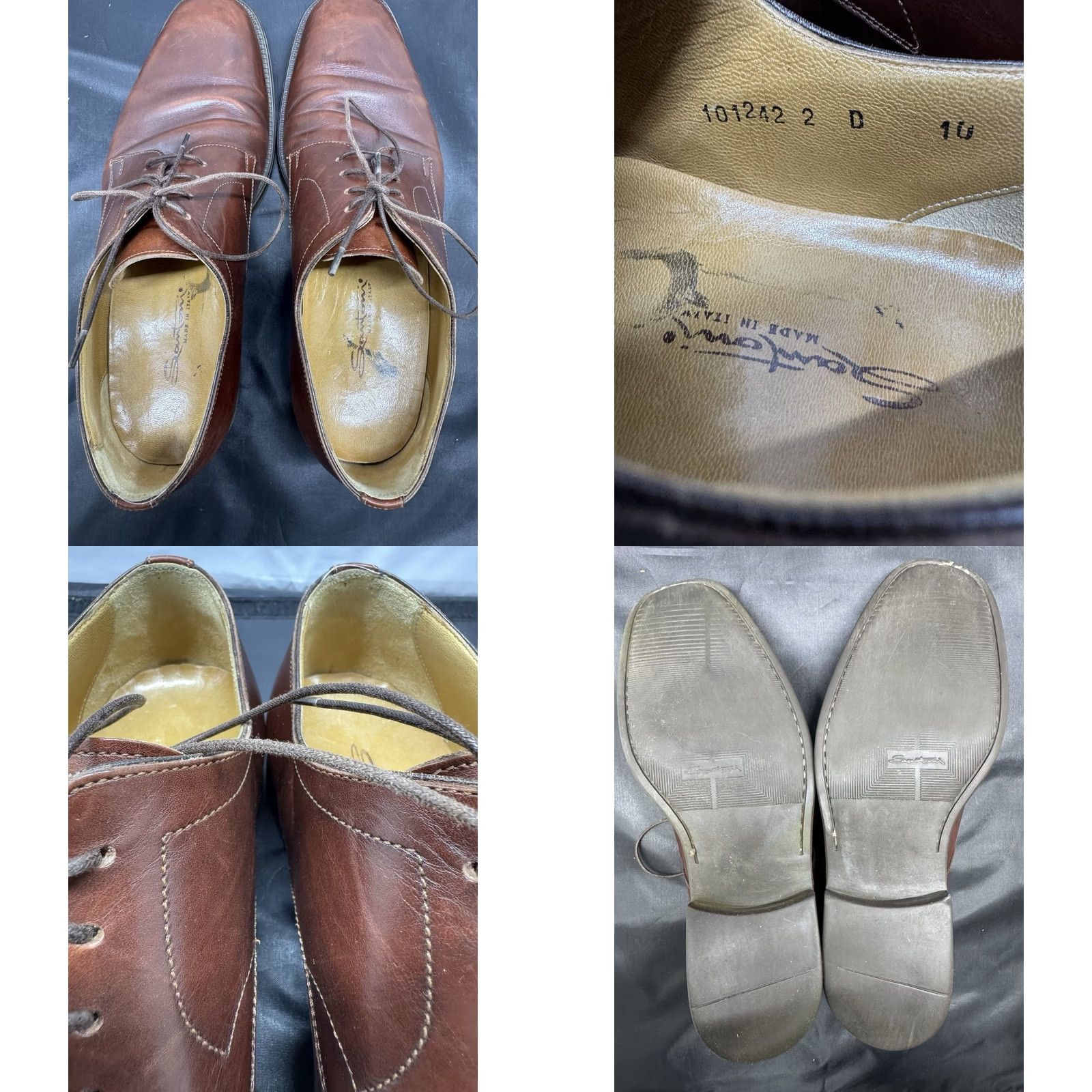 Santoni Santoni Men Dress Shoes Cap Toe Oxford Brown US 10 Leather Sole Leather Upper D Width Cap Toe Lace Up Style 101242 Mens Size ONE SIZE - 8 Thumbnail
