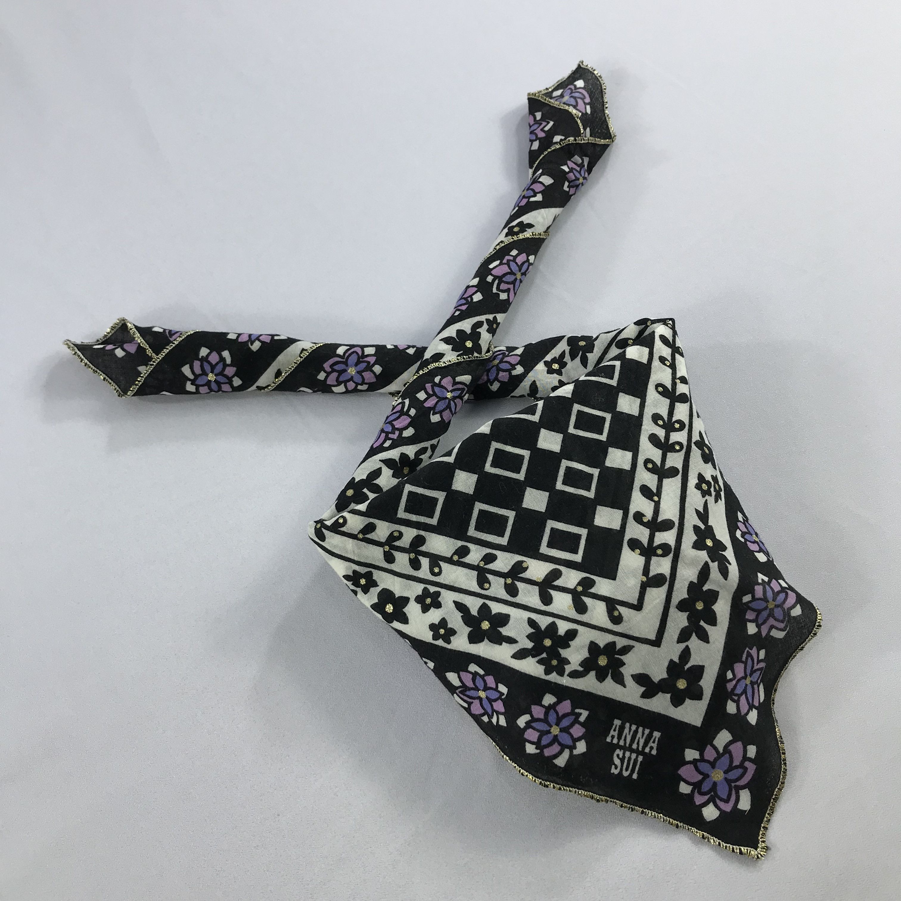 Anna Sui × Vintage Anna Sui Bandana / Handkerchief / Neckerchief - S2671 Size ONE SIZE - 3 Thumbnail