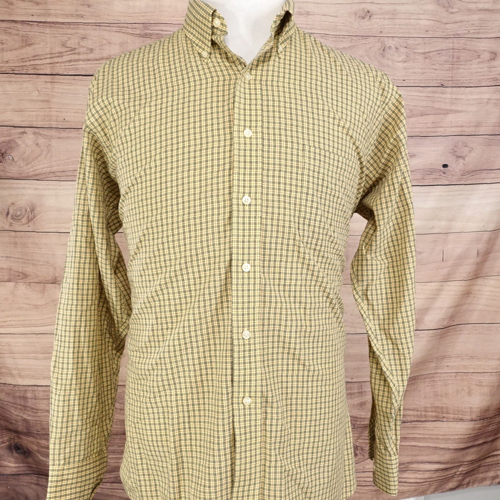 Chaps VINTAGE CHAPS SHIRT Yellow Check Long Sleeve Button-Up Mens SZ 16-16.5 34 L - Cotton, Wrinkle Free, Regular Fit Size US L / EU 52-54 / 3 - 3 Thumbnail