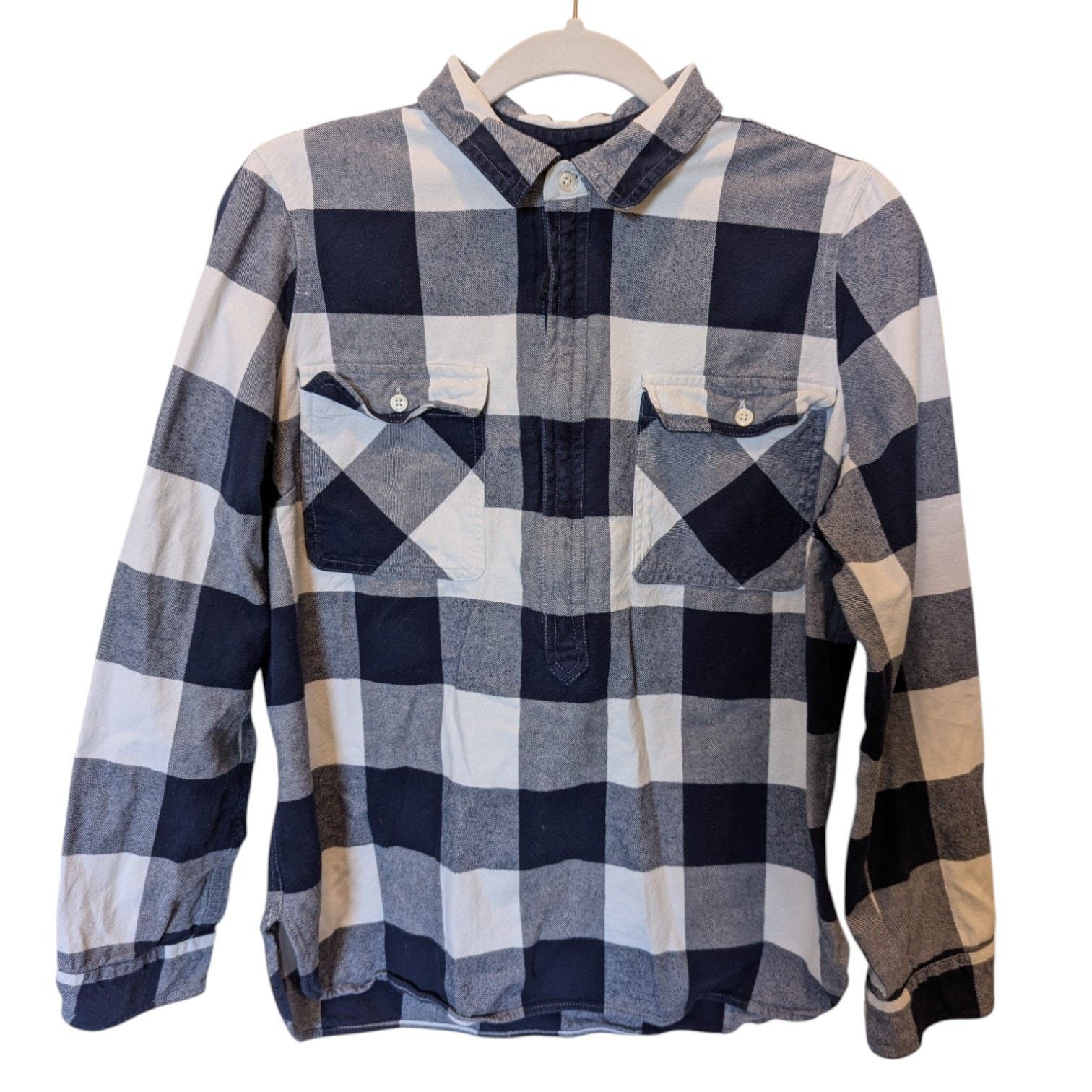 J.Crew J. Crew Buffalo Check Blue Half Zip Shirt Jacket Shacket Size S / US 4 / IT 40 - 4 Thumbnail