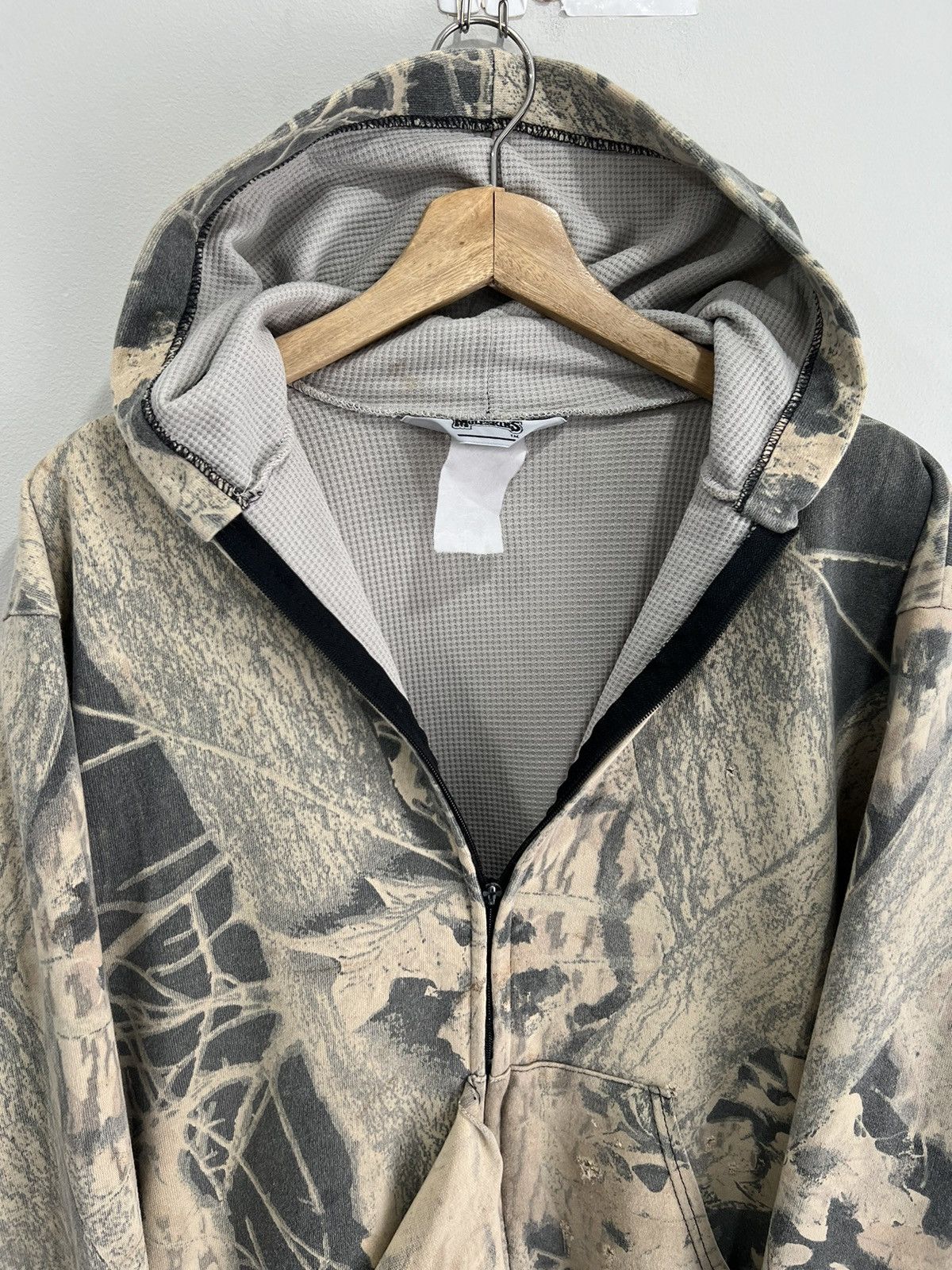 Vintage Vtg Camo Real Tree Mossy Oaks Thrashed Thermal Hoodie zip Size US M / EU 48-50 / 2 - 2 Thumbnail