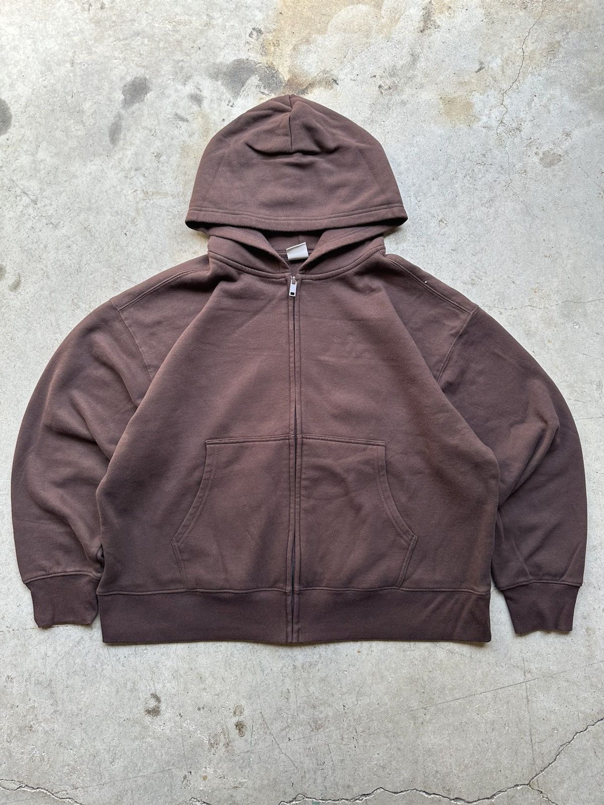 TNA Vintage Y2K Brown Blank Zip-up baggy hoodie Size XL / US 12-14 / IT 48-50 - 1 Thumbnail