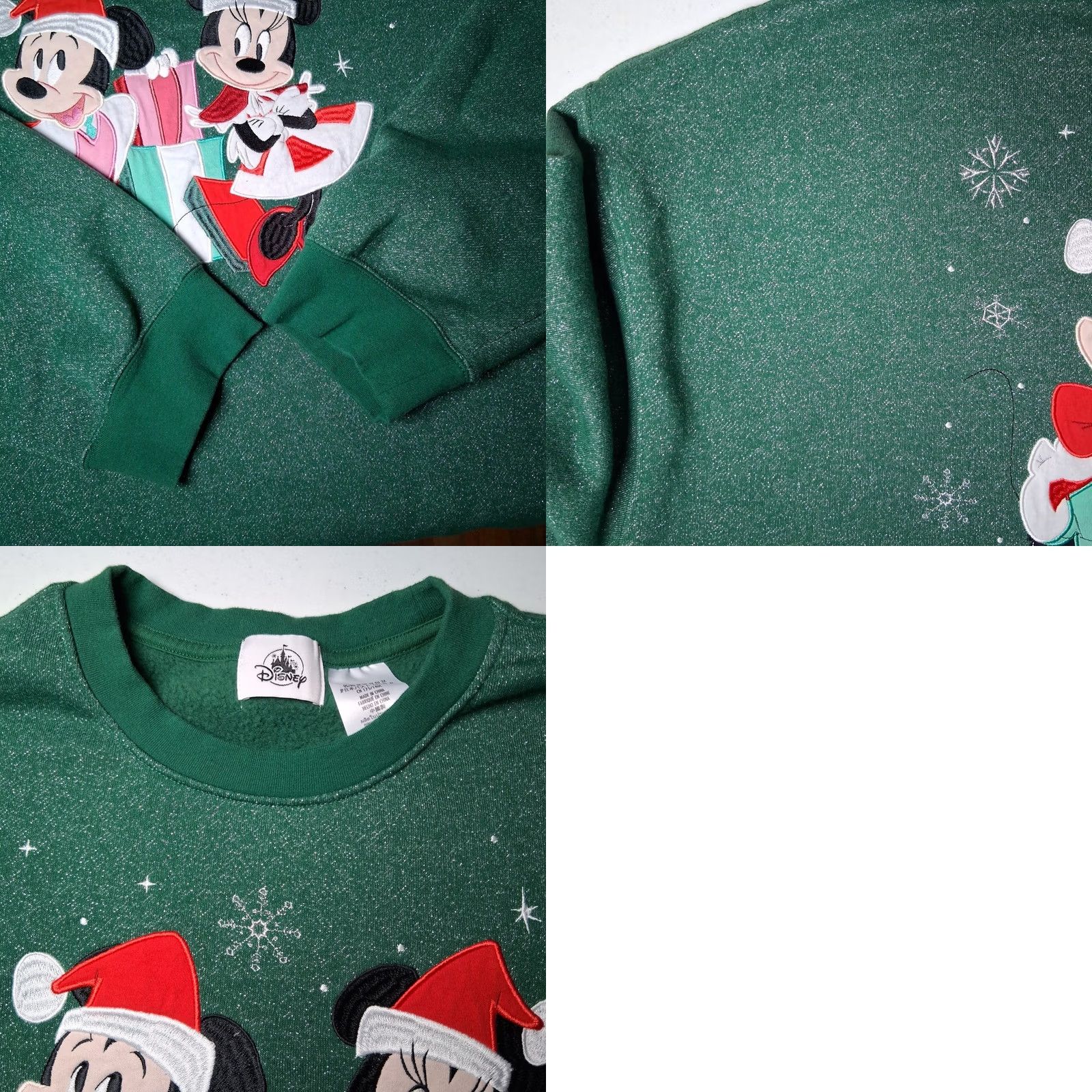 Vintage Disney Parks Authentic Glitter Mickey Minnie Sweatshirt Women Plus Size 3X Green Metallic Cotton Size XXL / US 16-18 / IT 52-54 - 8 Thumbnail