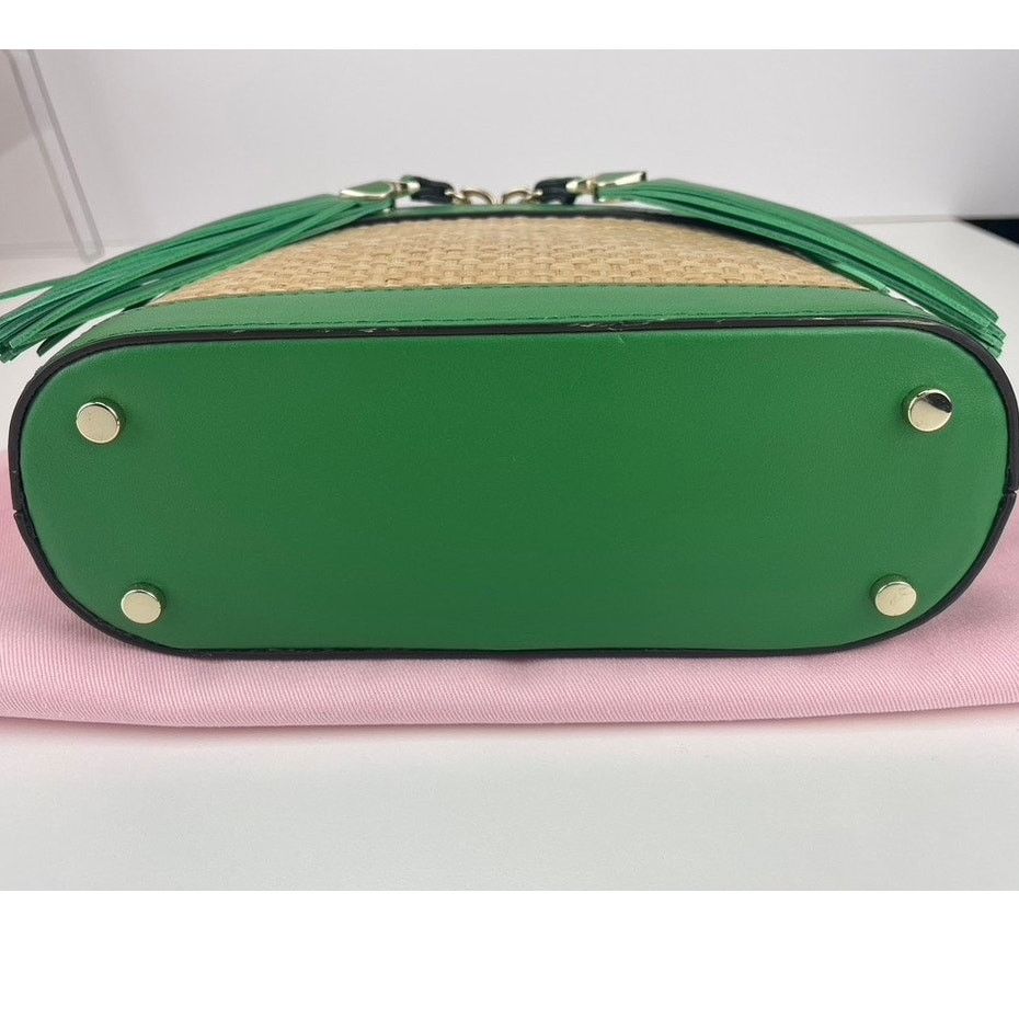 Kate Spade Green Leather Straw Convertible Crossbody Chain Purse Bag Size ONE SIZE - 5 Thumbnail