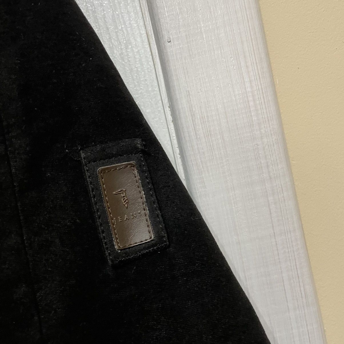 Archival Trussardi black velvet suede bomber jacket old mone