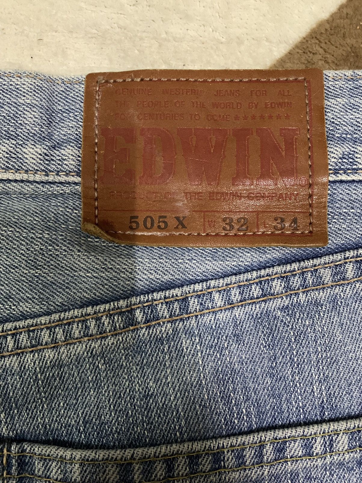 Edwin Vintage Edwin 505X Selvedge Mud Wash Baggy Distressed Jeans Size US 33 - 19 Thumbnail