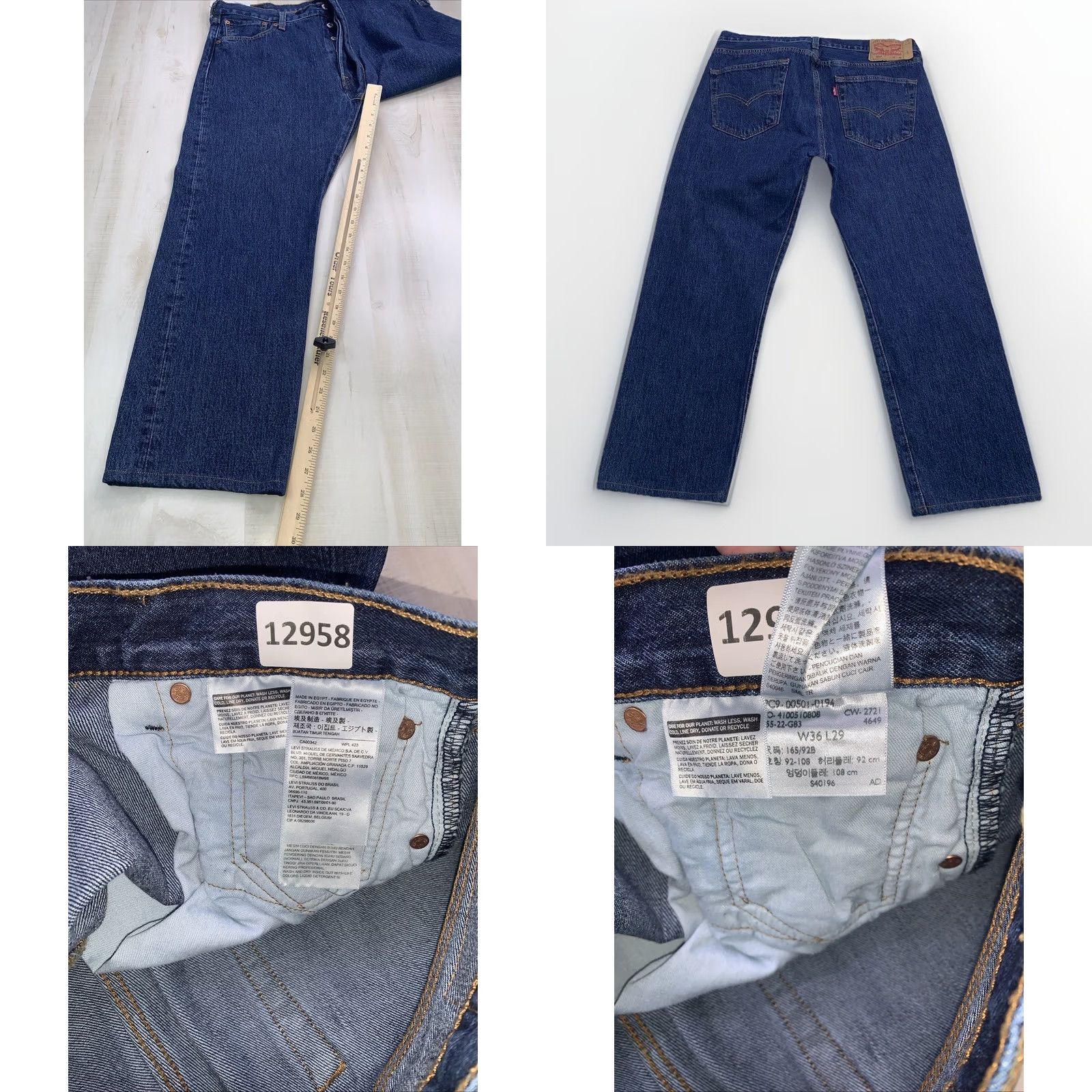 Levi's VINTAGE Levi’s 501 Straight Jeans Mens Denim Blue Button Fly 36x29 Medium Wash 90s USA" Size US 36 / EU 52 - 8 Thumbnail