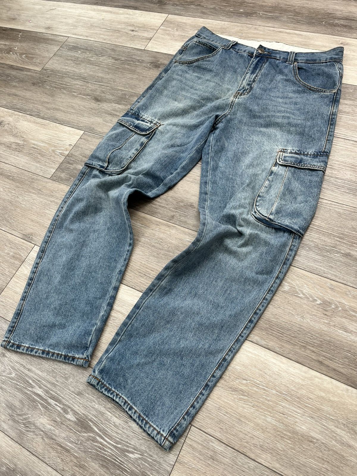 Other Vintage Denim Cargo Jeans Size US 34 / EU 50 - 2 Thumbnail