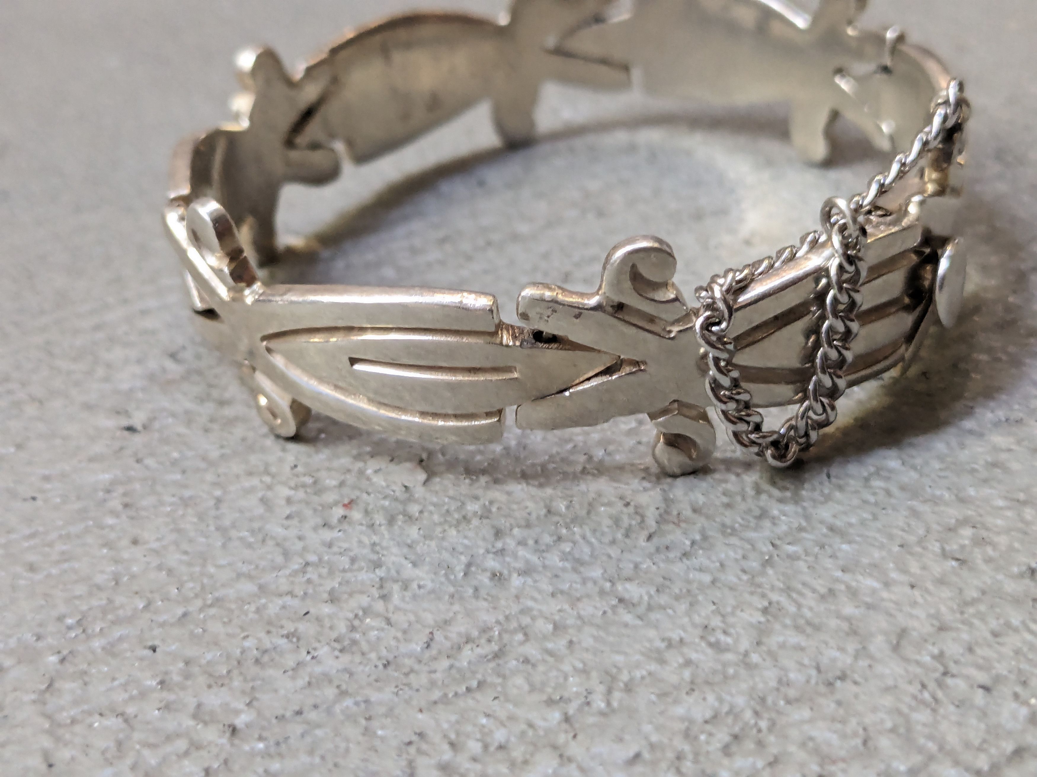 Jewelry Vintage Sterling Silver Bracelet 7.5" Chunky Thick Taxco Size ONE SIZE - 4 Thumbnail