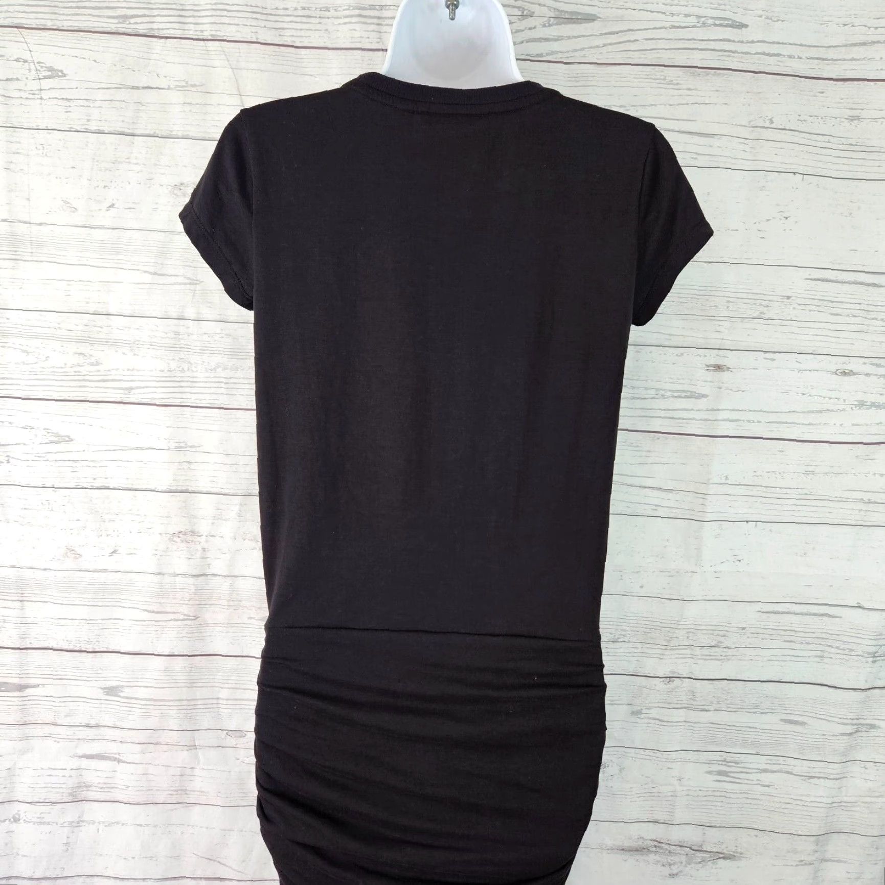 Athleta Athleta Womens Topanga Tee Dress XS Solid Black Short Sleeve Ruched Shirt Dress Size 26" / US 2 / IT 38 - 4 Thumbnail