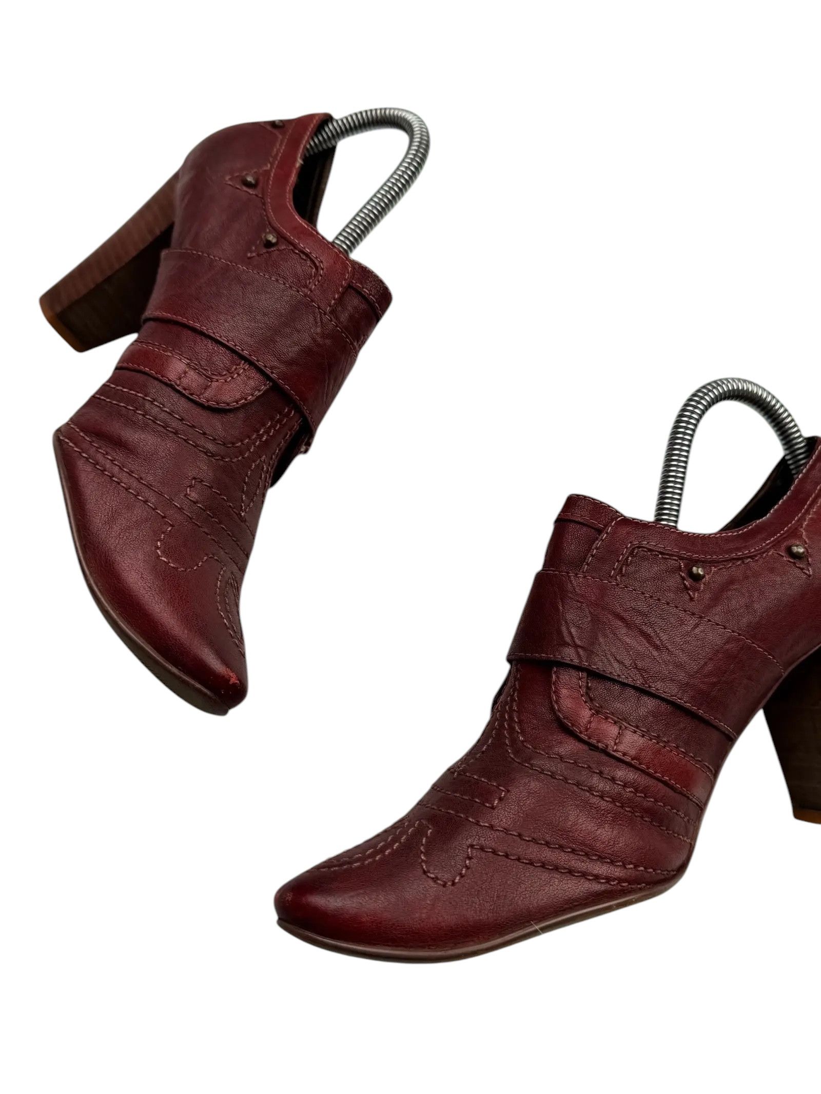 Vintage Vintage Leather Heels With Straps M10D15(E119)(V5) Size US 7 / IT 37 - 4 Thumbnail