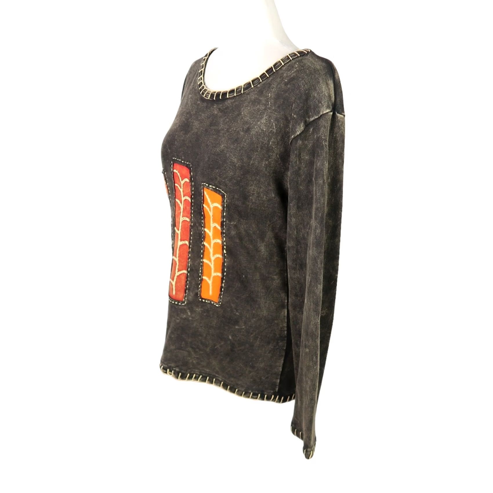 Vintage Vintage Y2K black stone washed hippy plant long sleeve Shirt M Size M / US 6-8 / IT 42-44 - 3 Thumbnail