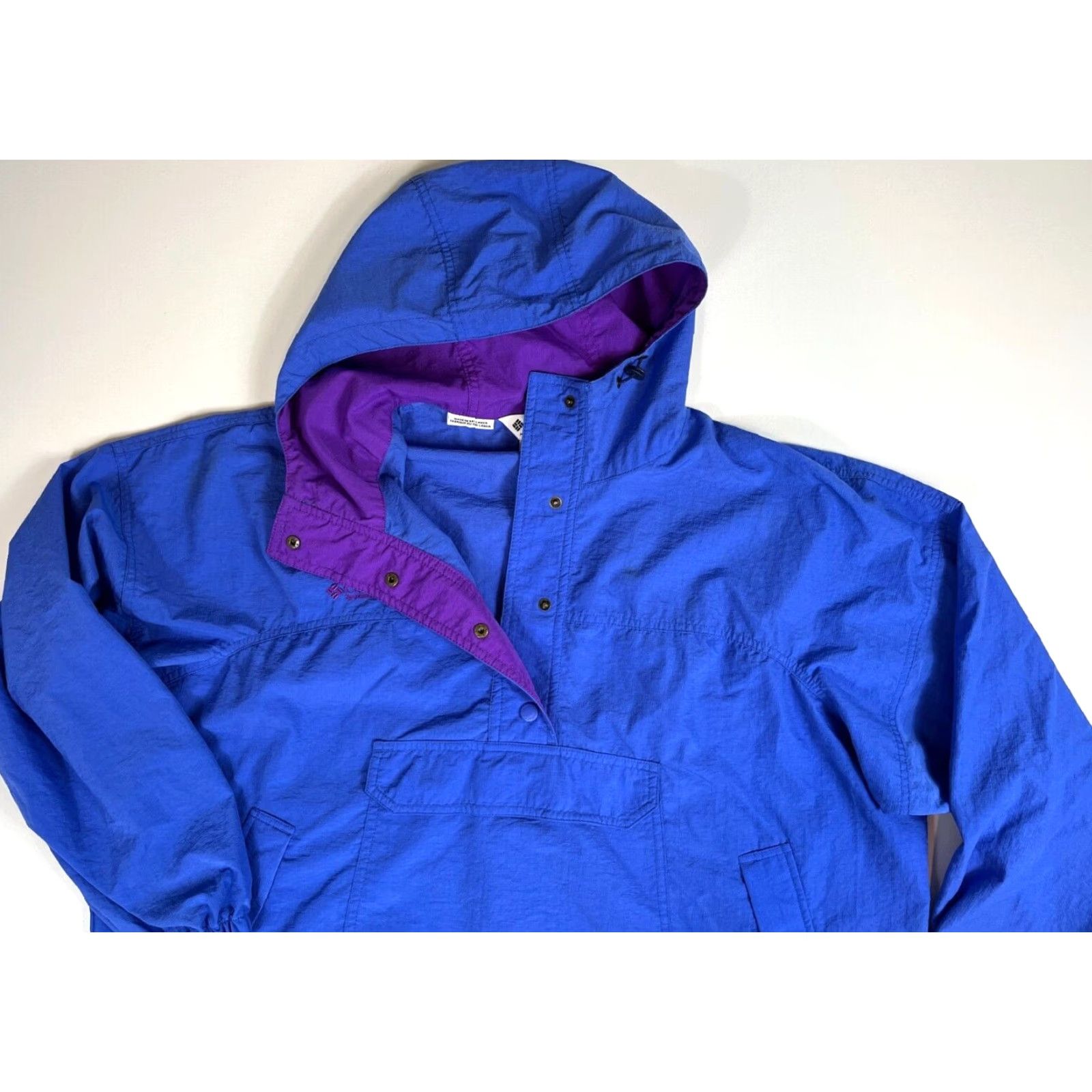 Vintage Columbia Women’s Vintage 90s Anorak Windbreaker Jacket XL Blue Hooded Pockets 90s Style Mens Womens Boys Girls Size XL / US 12-14 / IT 48-50 - 4 Thumbnail