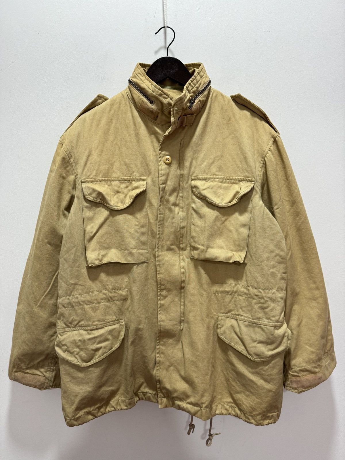 image of Vintage Japanese Design Lined Multipocket Military Style Jacket in Khaki, Men's (Size Medium)
