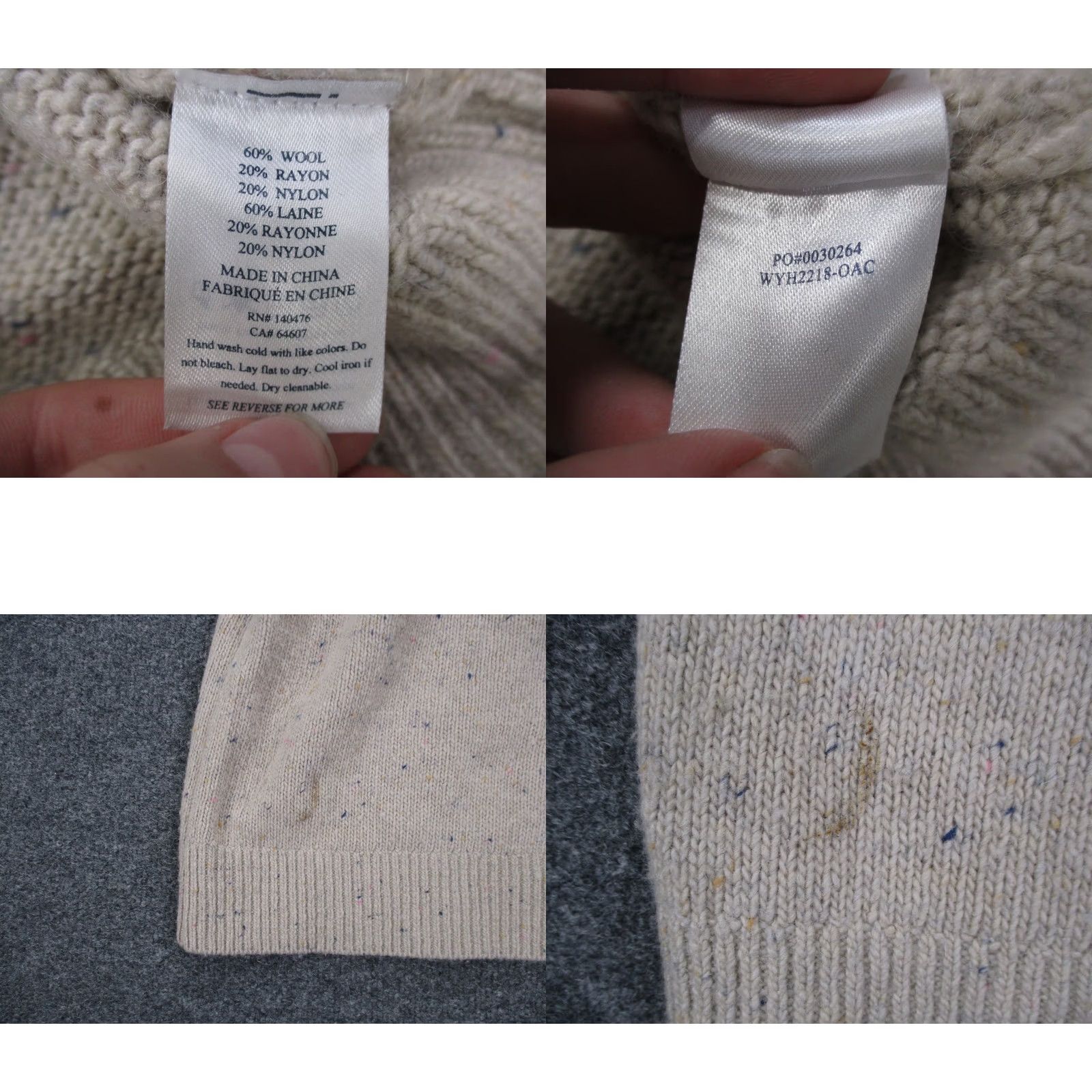 Faherty Faherty Womens Sweater Pullover Knit Beige Wool Nylon Rayon Outdoor Thermal High Neck S XS (Size: S) Size S / US 4 / IT 40 - 8 Thumbnail