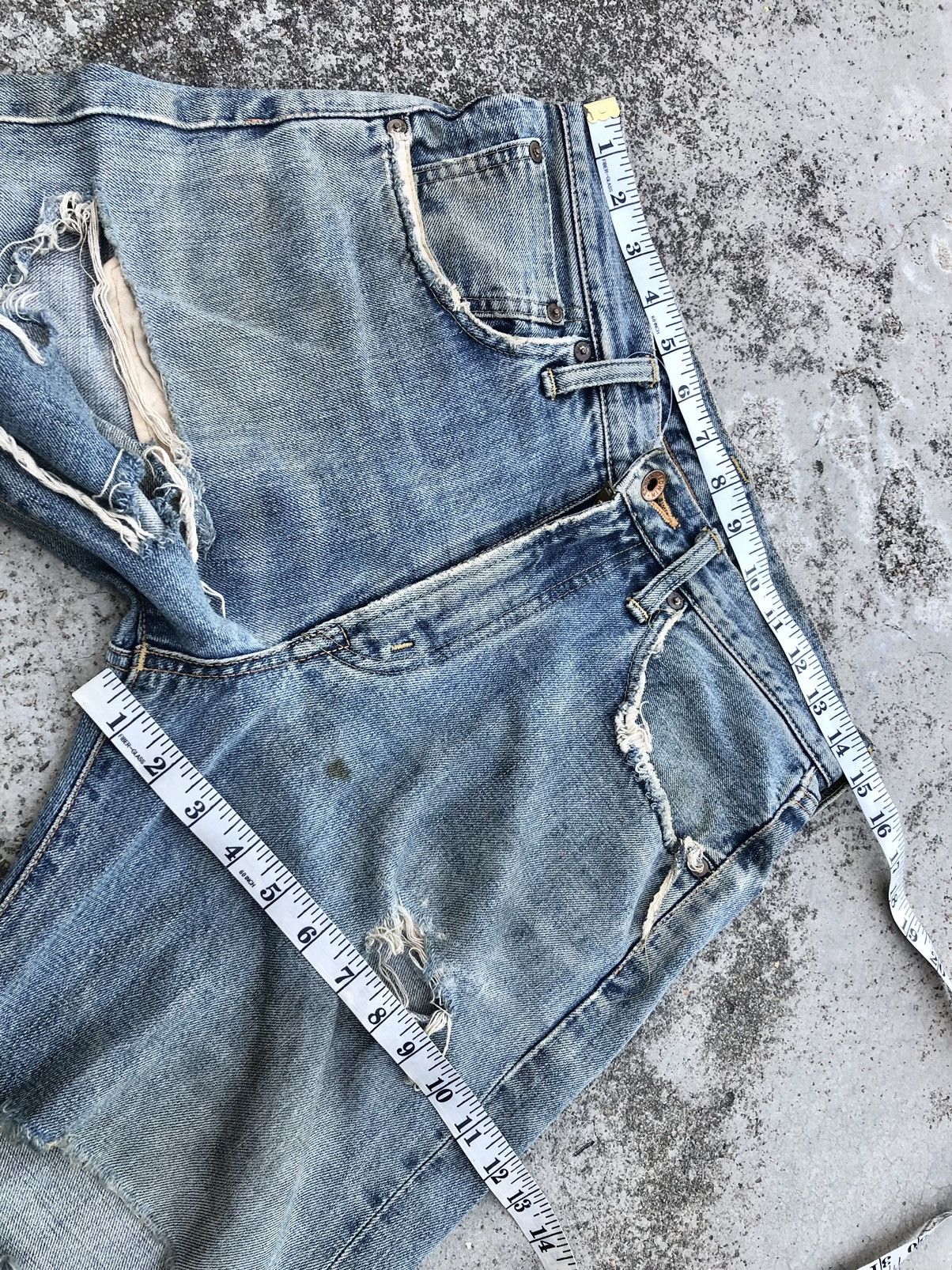 Edwin WIDE LEG DAMAGED VINTAGE EDWIN SELVEDGE DENIM Size US 29 - 14 Thumbnail