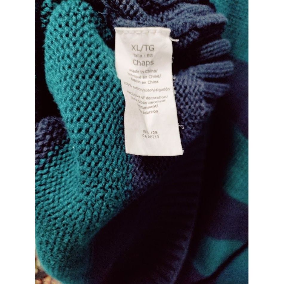 Chaps Chaps Striped Knit Pullover Sweater XL Navy & Green Cotton Q Size US XL / EU 56 / 4 - 8 Thumbnail