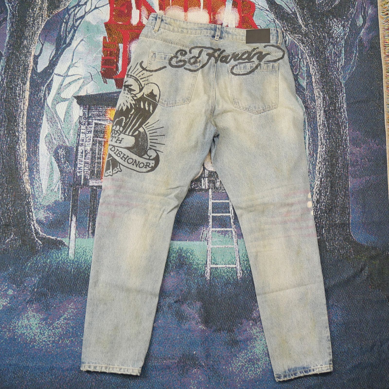 Ed Hardy Ed Hardy Eagle Slim Taper Jean Before Dishonor Distressed Size US 34 / EU 50 - 5 Thumbnail