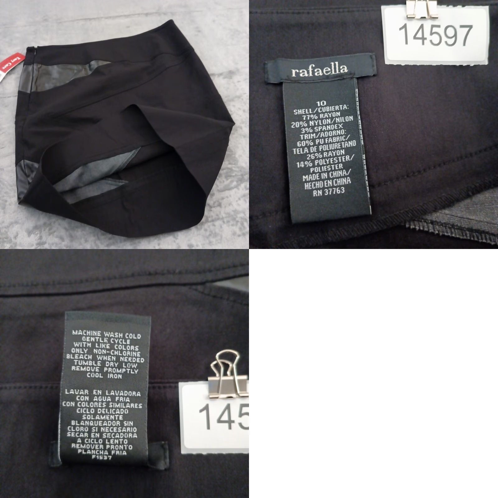 Vintage Rafaella Skirt Geometric Knee Length Pencil Side Zip Black 10 Women Regular Skirt Mens? (Note: final) Size 32" / US 10 / IT 46 - 8 Thumbnail