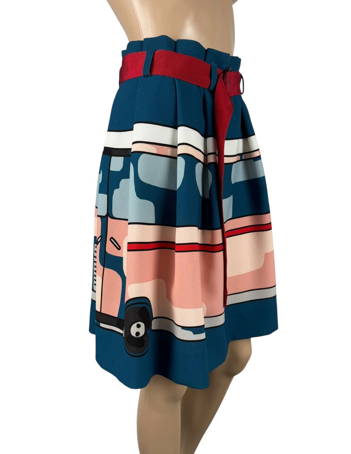Cop Copine Cop Copine Autocar Jupe Skirt Belted Printed Polyester Size 27" / US 4 / IT 40 - 3 Thumbnail