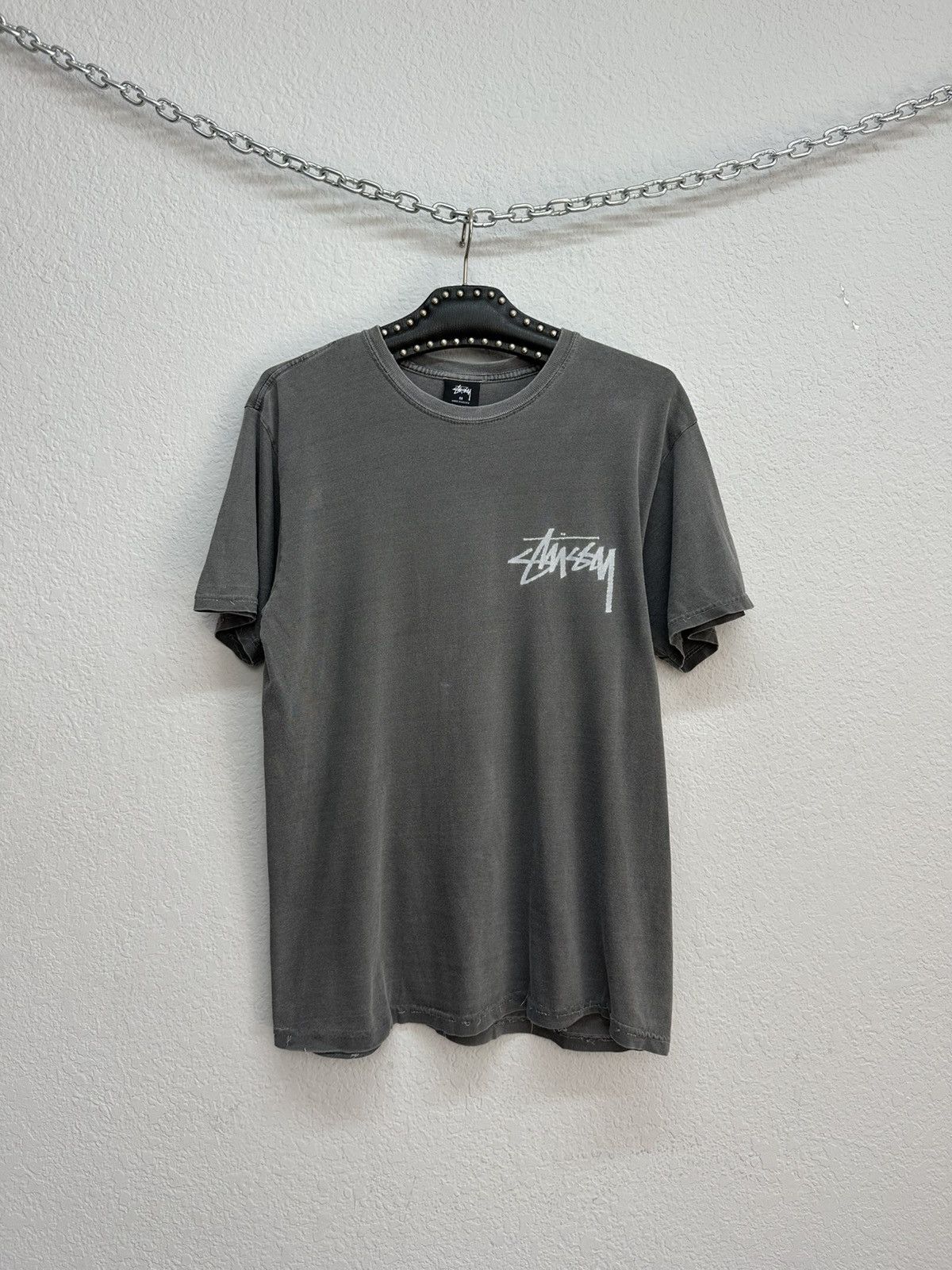 Stussy × Vintage Vintage Y2K Stussy Distressed Gray Tee T-shirt Size US M / EU 48-50 / 2 - 1 Thumbnail