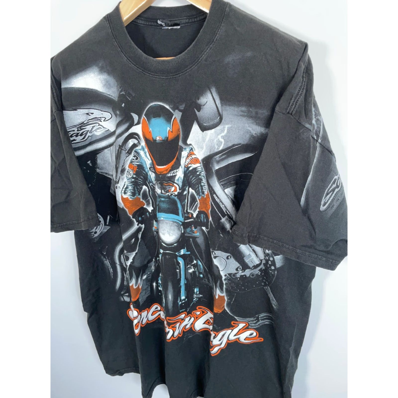 Harley Davidson VINTAGE Harley-Davidson T-Shirt 2XL Black Double Sided AOP 90s Biker City Outdoor Mens Size US XXL / EU 58 / 5 - 7 Thumbnail