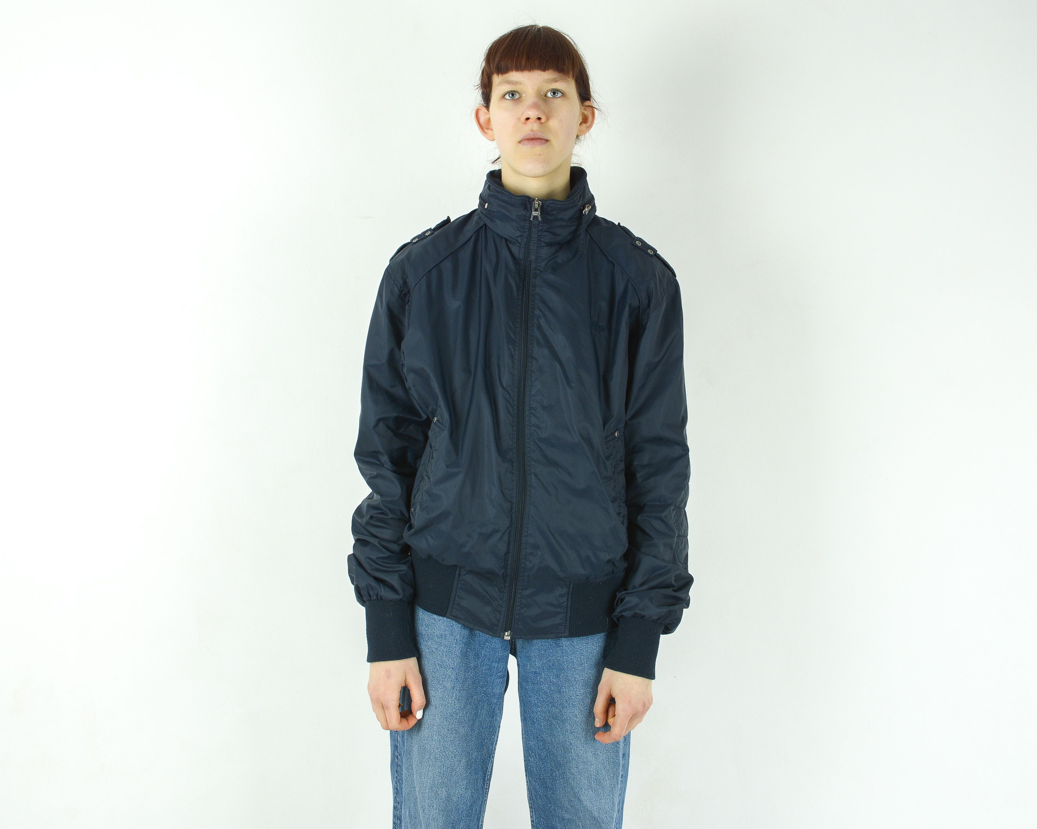 image of Alpha Industries x Vintage Ma-1 Bomber Jacket Pilot Coat Hooded Parka Waistcoat Zip Up in Black, Wo