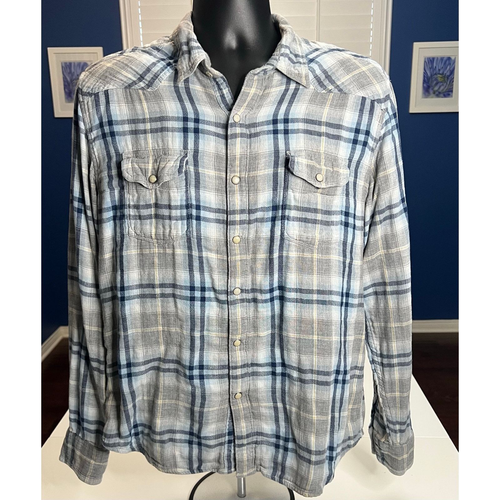 Lucky Brand Lucky Brand Classic Fit Western Pearl Snap Shirt Large Plaid Size US L / EU 52-54 / 3 - 1 Thumbnail
