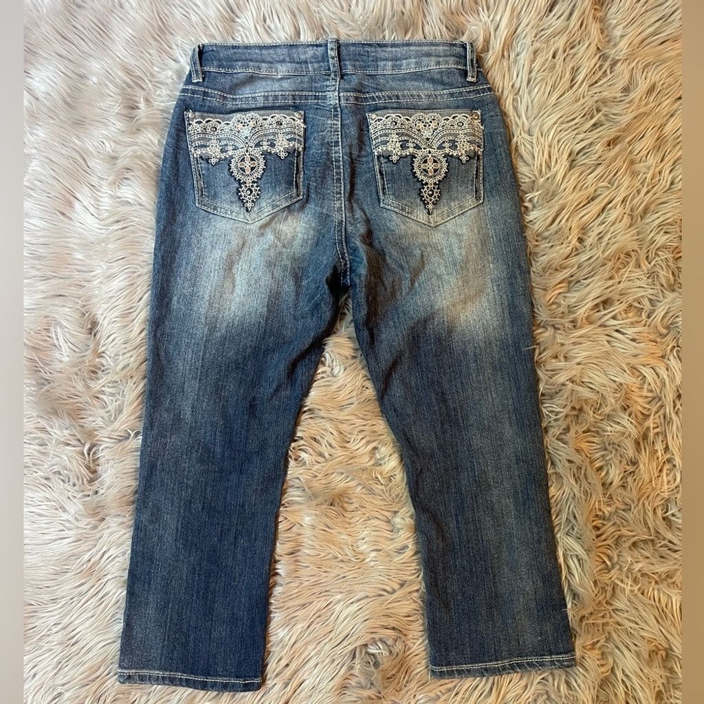 Other Denim Y2K faded cross jeans w detailing size 10 womens Size 32" / US 10 / IT 46 - 1 Thumbnail